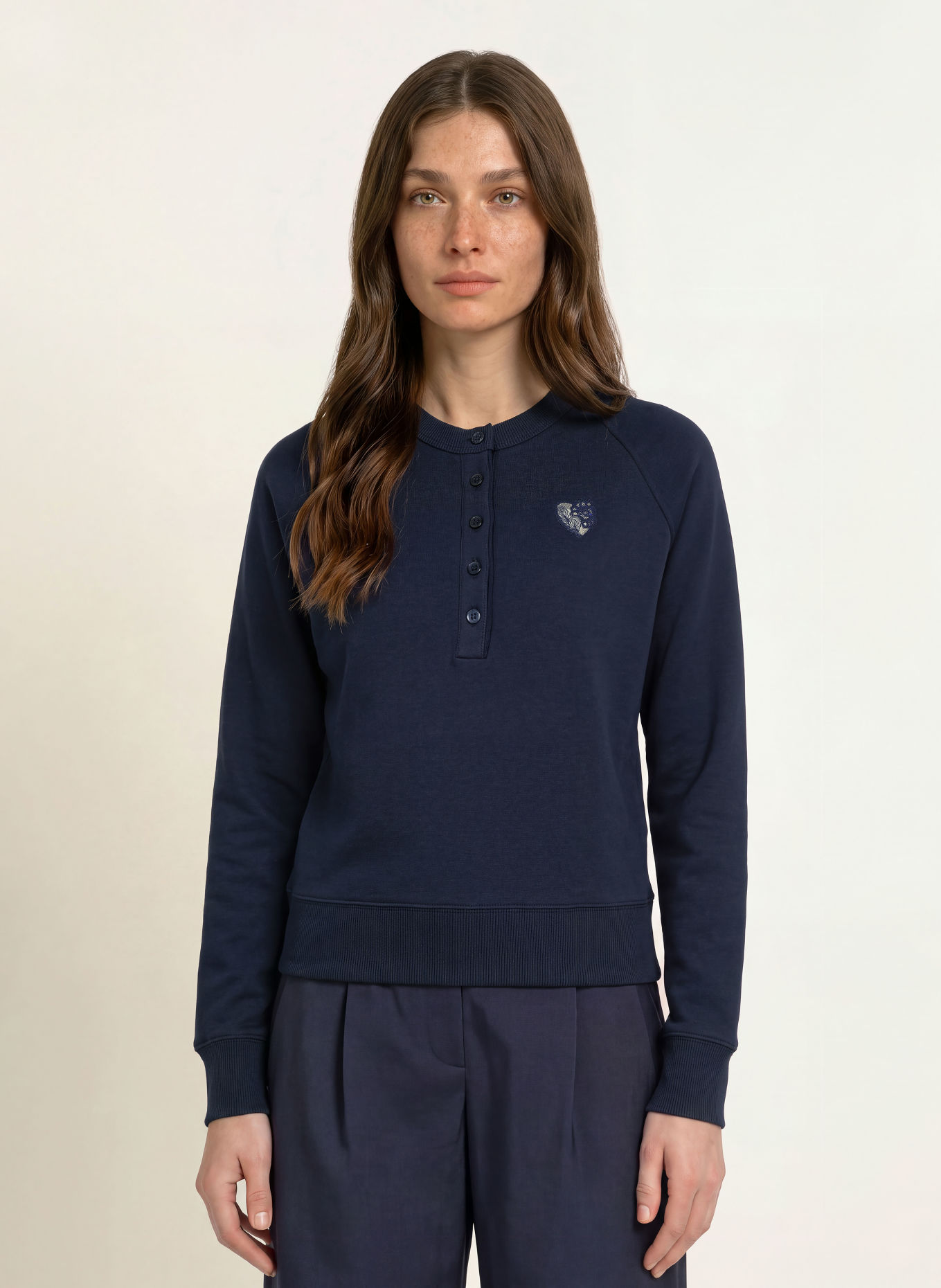 CLAUDIE PIERLOT Henley-Shirt: DUNKELBLAU