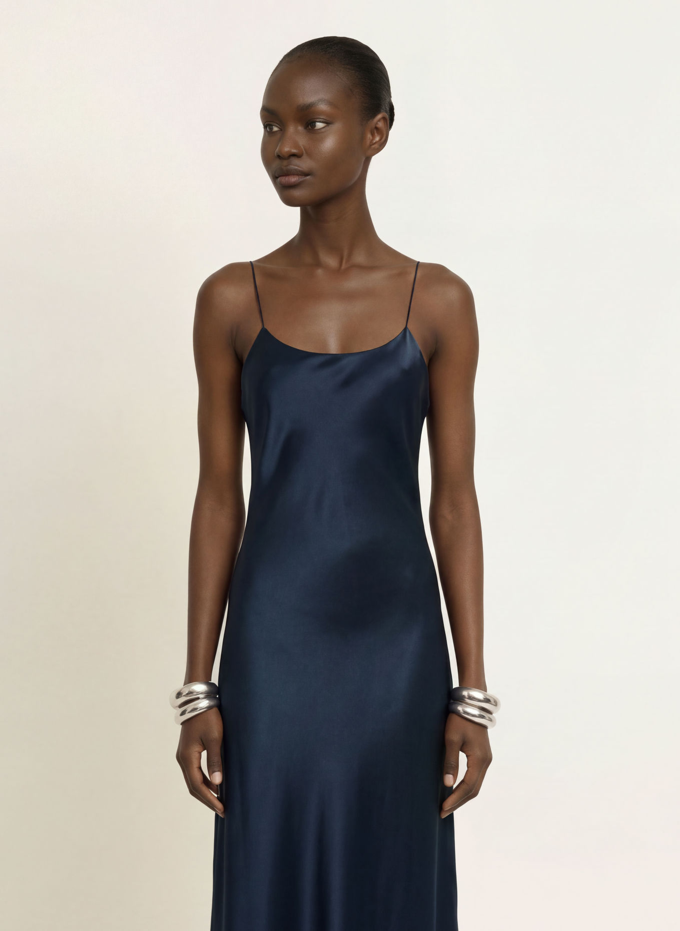 SERENITY CAROLYN Satin Dress, made of silk: BLACK
