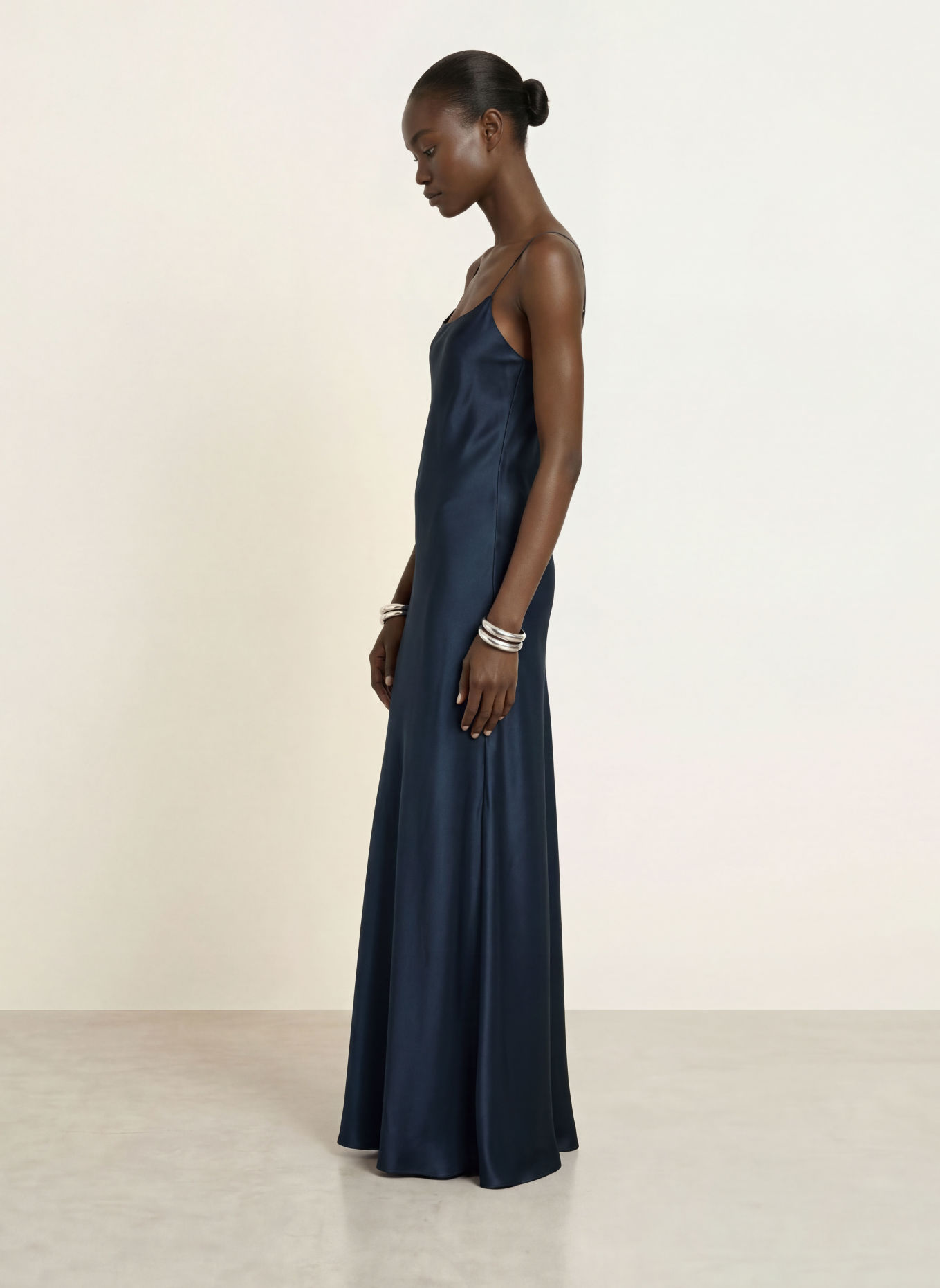 SERENITY CAROLYN Satin Dress, made of silk: BLACK