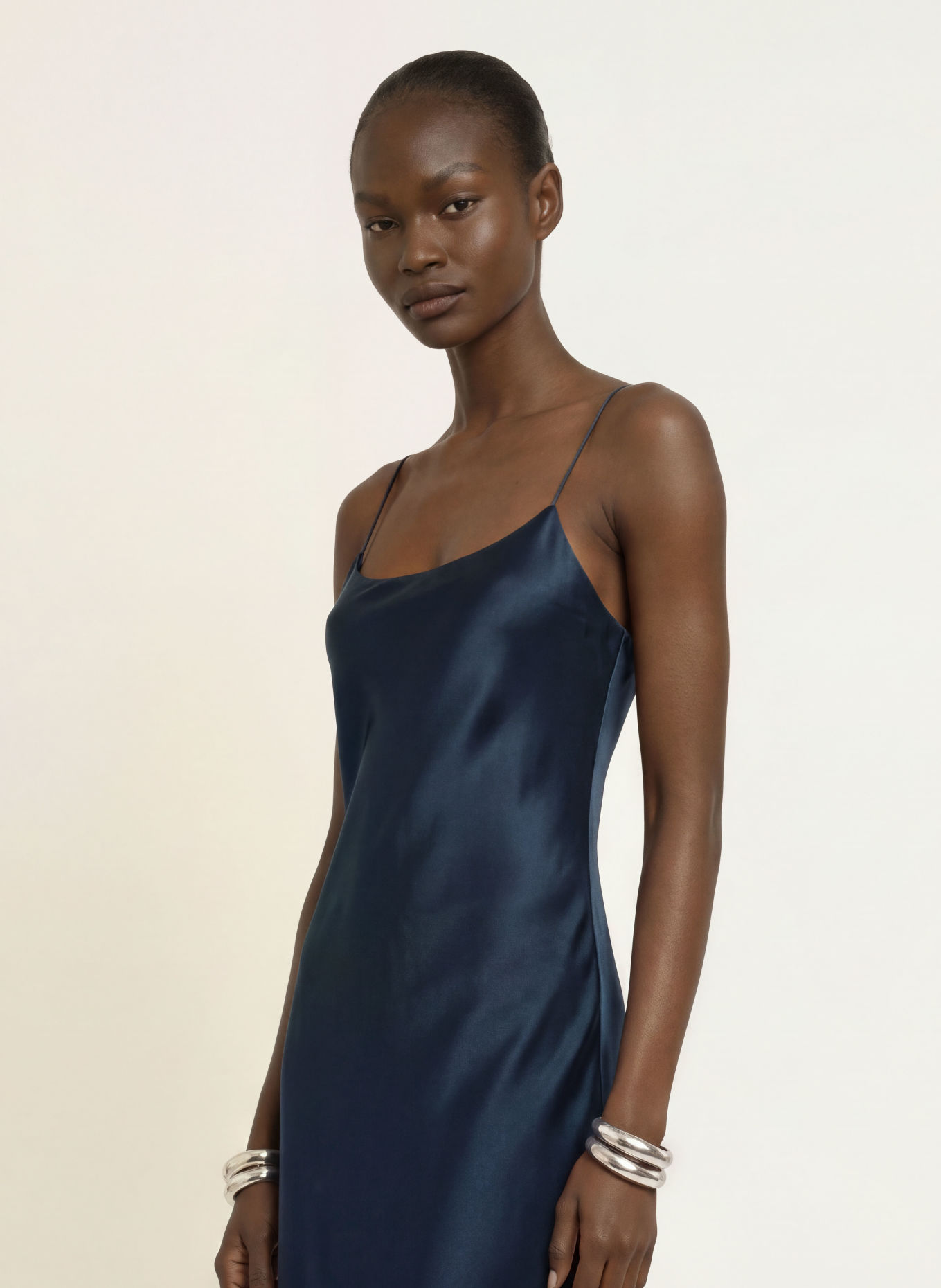 SERENITY CAROLYN Satin Dress, made of silk: BLACK