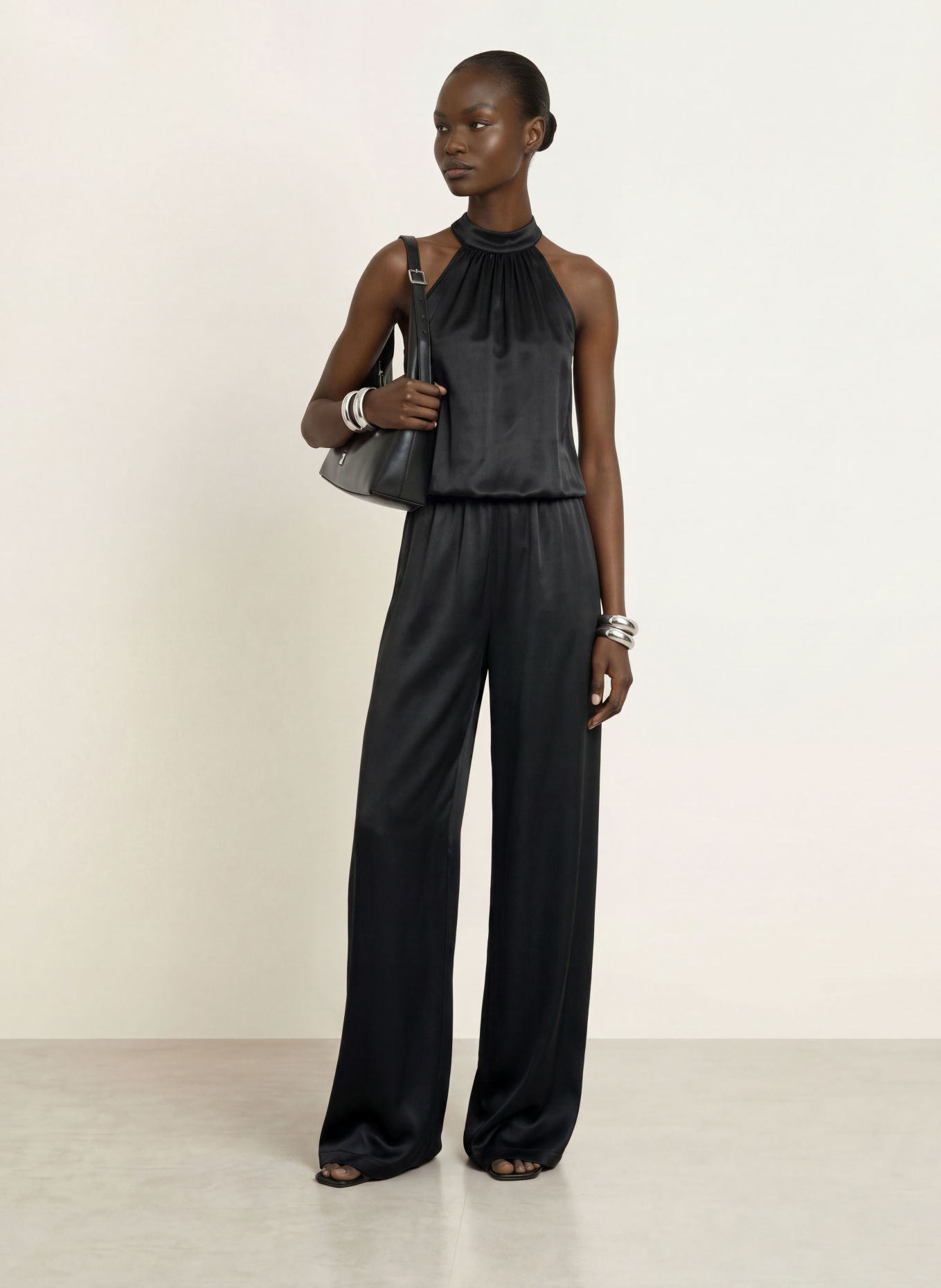 SERENITY Jumpsuit PALERMO aus Seide: SCHWARZ