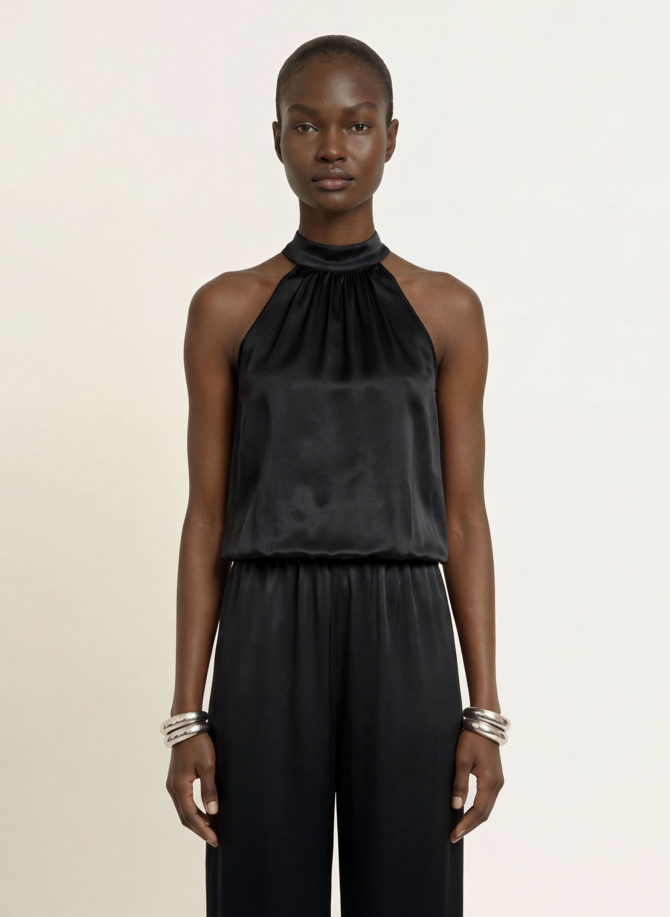SERENITY Jumpsuit PALERMO aus Seide: SCHWARZ
