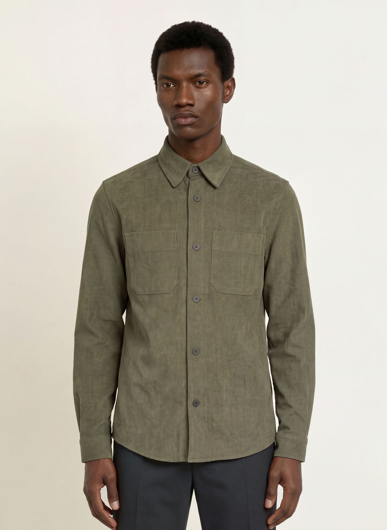 REISS Surchemise en velours côtelé TOWNIE: KAKI
