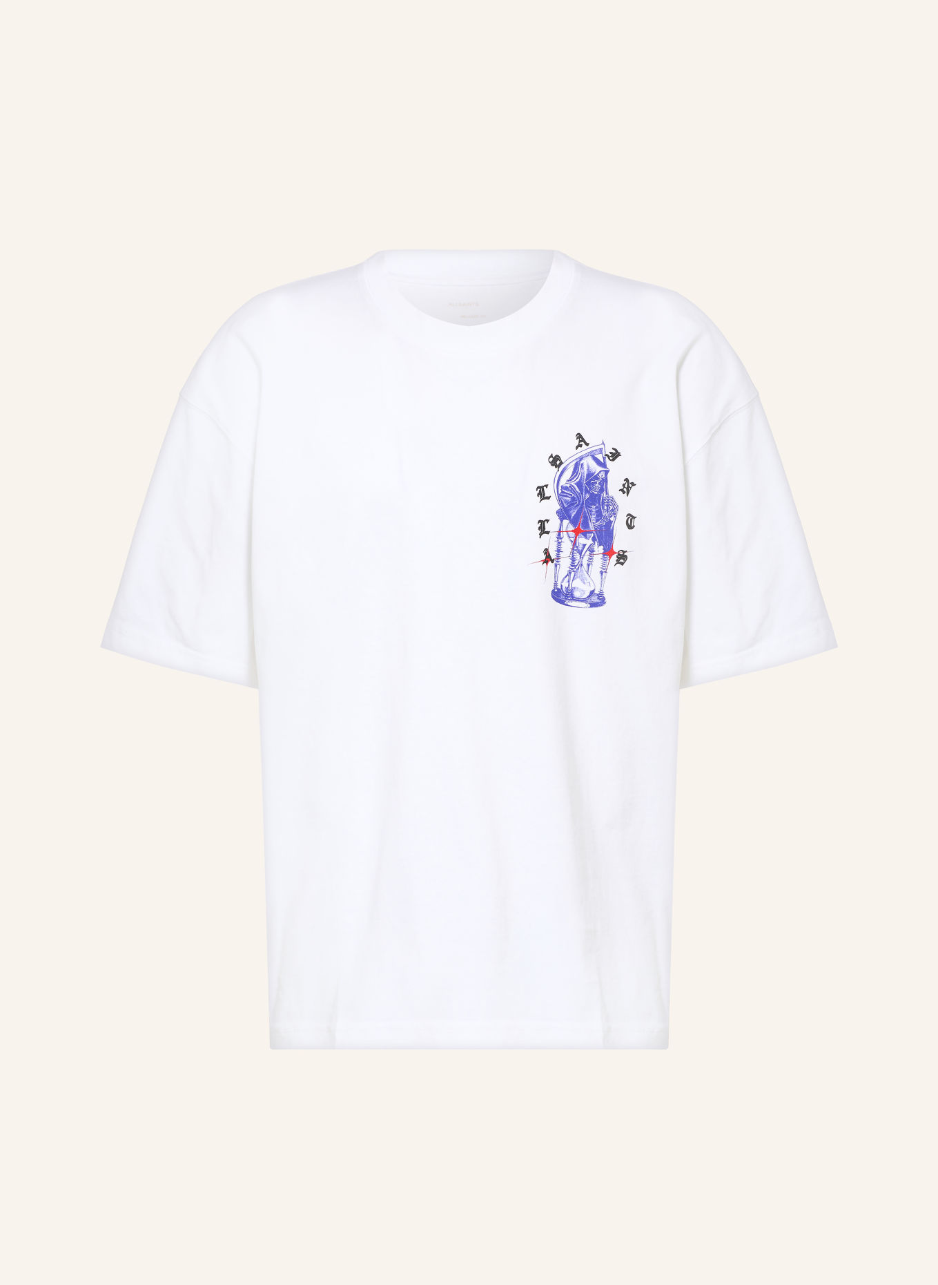 ALLSAINTS T-Shirt TIMER: WEISS / ROT / BLAU