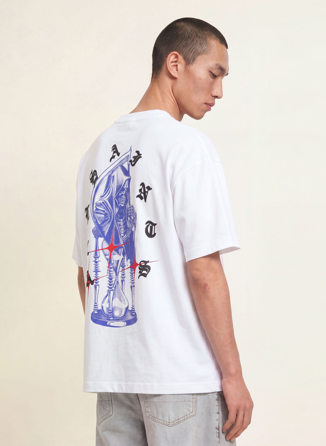 ALLSAINTS T-Shirt TIMER: WEISS / ROT / BLAU