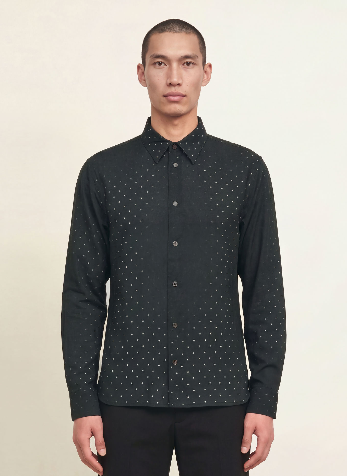 ALLSAINTS Overhemd Extra Slim Fit: ZWART / LICHTGRIJS