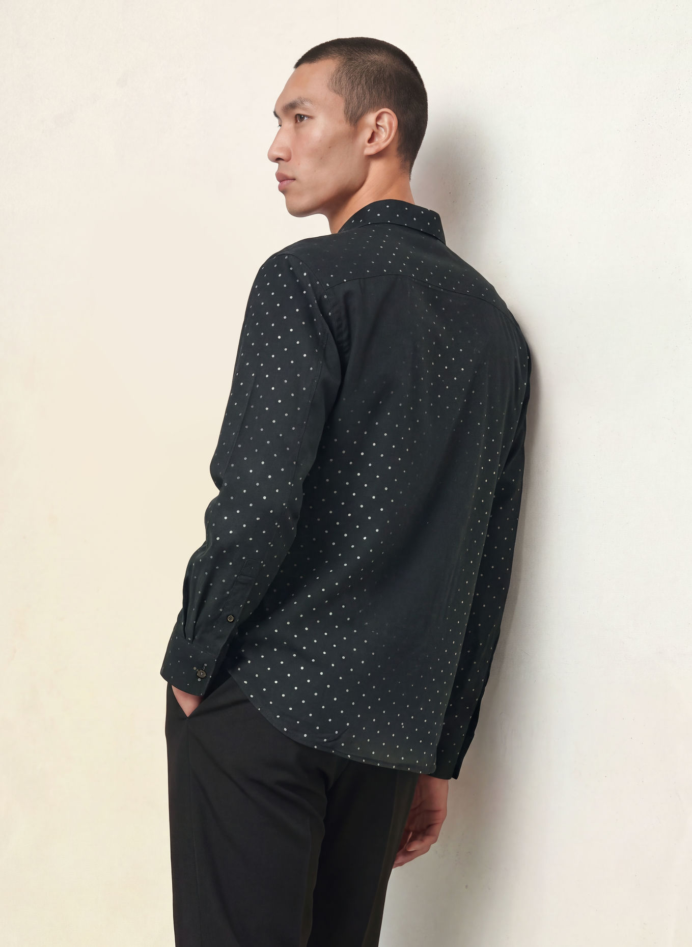 ALLSAINTS Overhemd Extra Slim Fit: ZWART / LICHTGRIJS