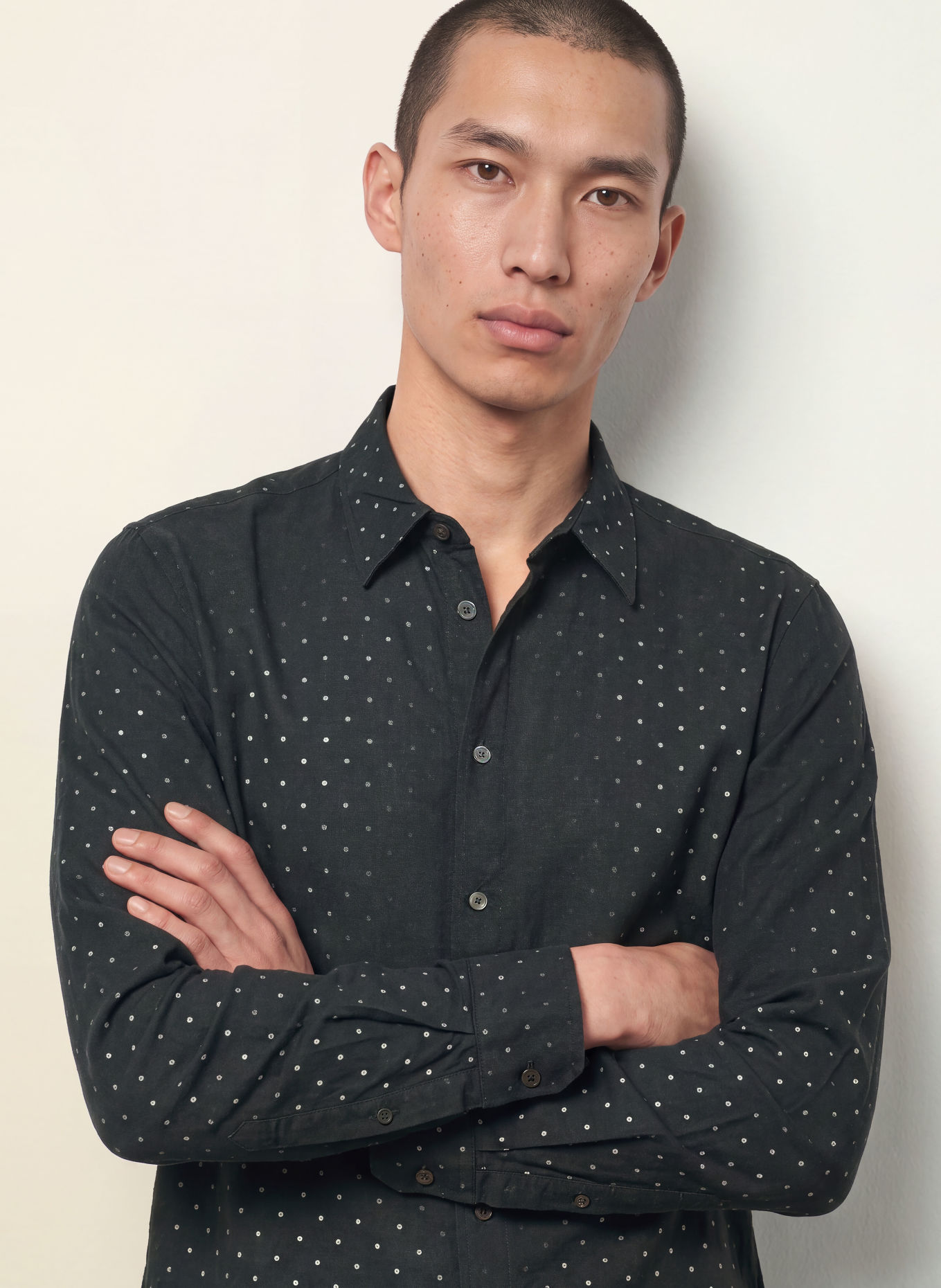 ALLSAINTS Overhemd Extra Slim Fit: ZWART / LICHTGRIJS
