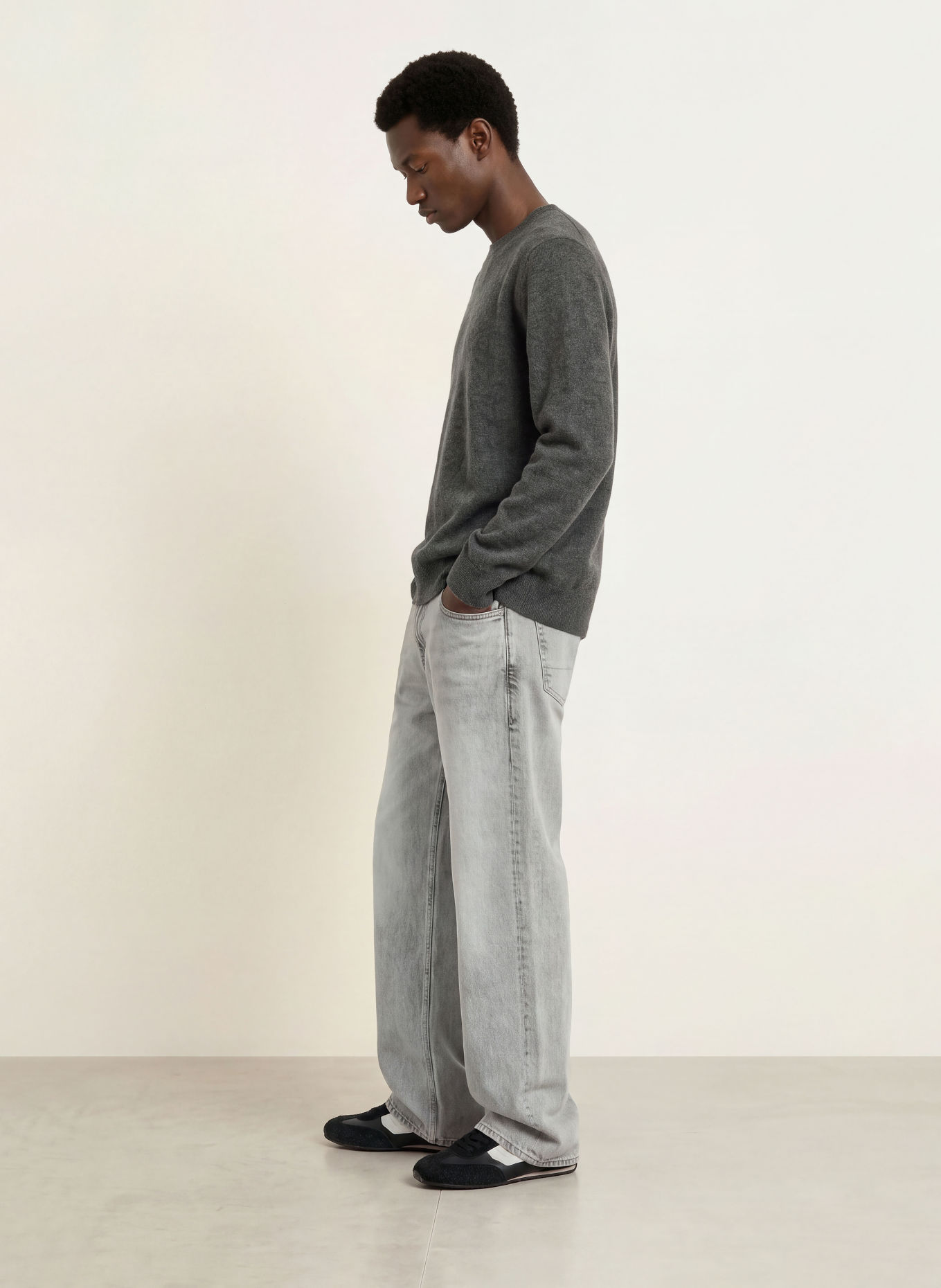 ALLSAINTS WULF CREW Sweater: DARK GRAY