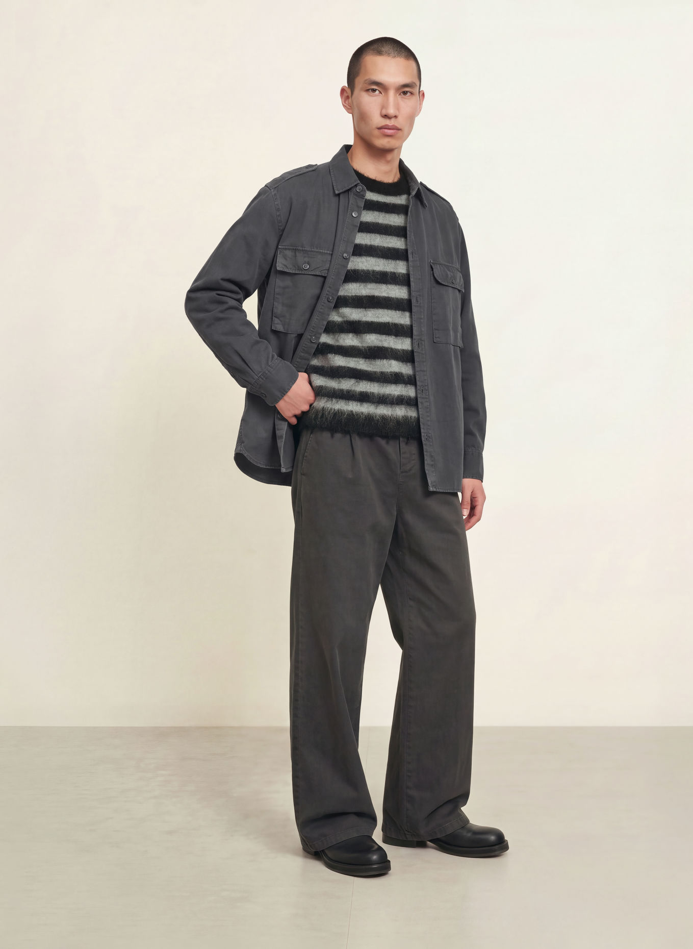 ALLSAINTS Overjacket HART mit Leinen: DUNKELGRAU