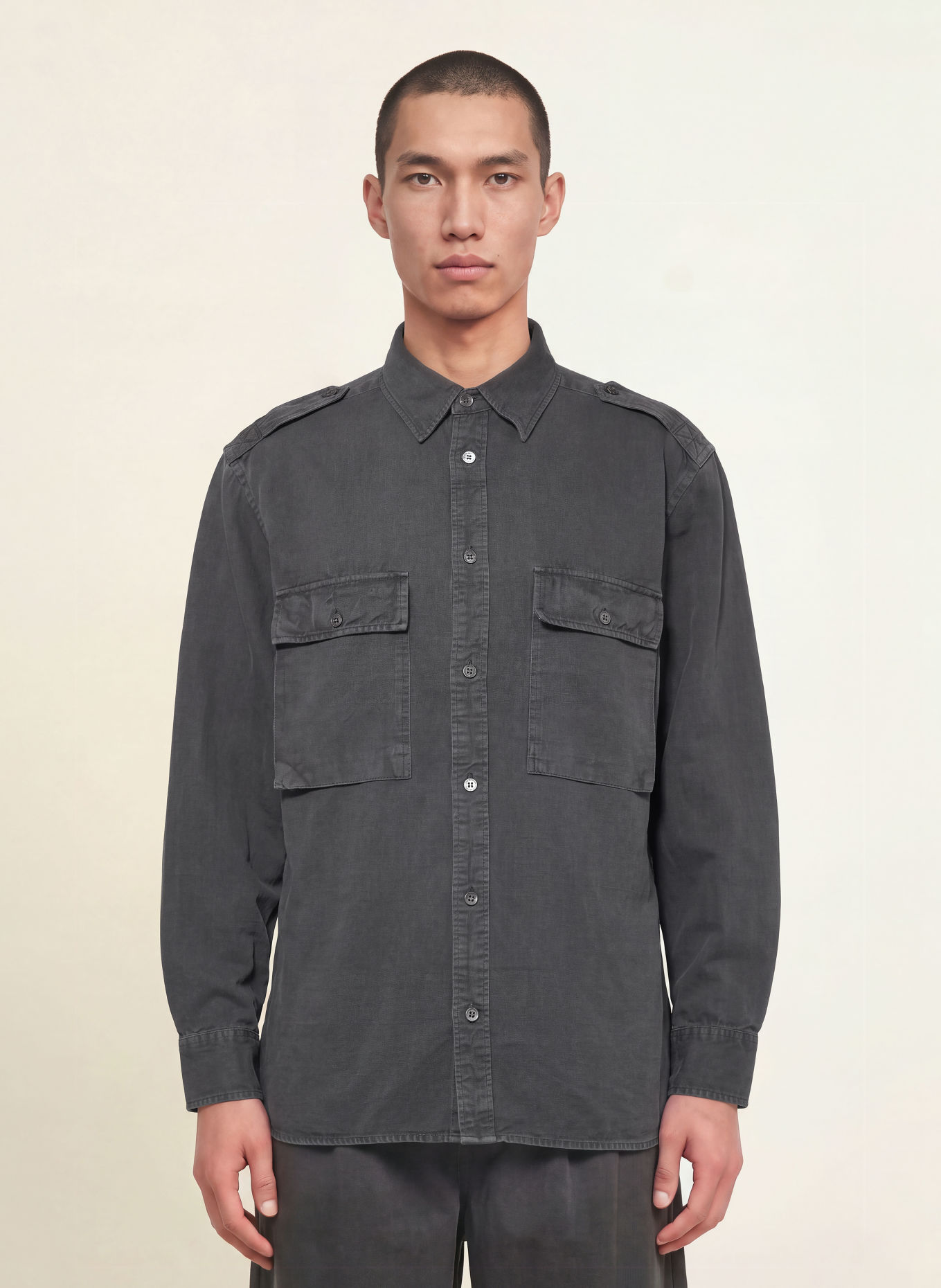 ALLSAINTS Overjacket HART mit Leinen: DUNKELGRAU