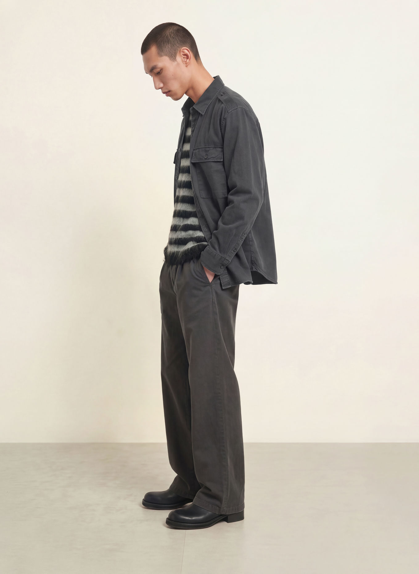 ALLSAINTS Overjacket HART mit Leinen: DUNKELGRAU
