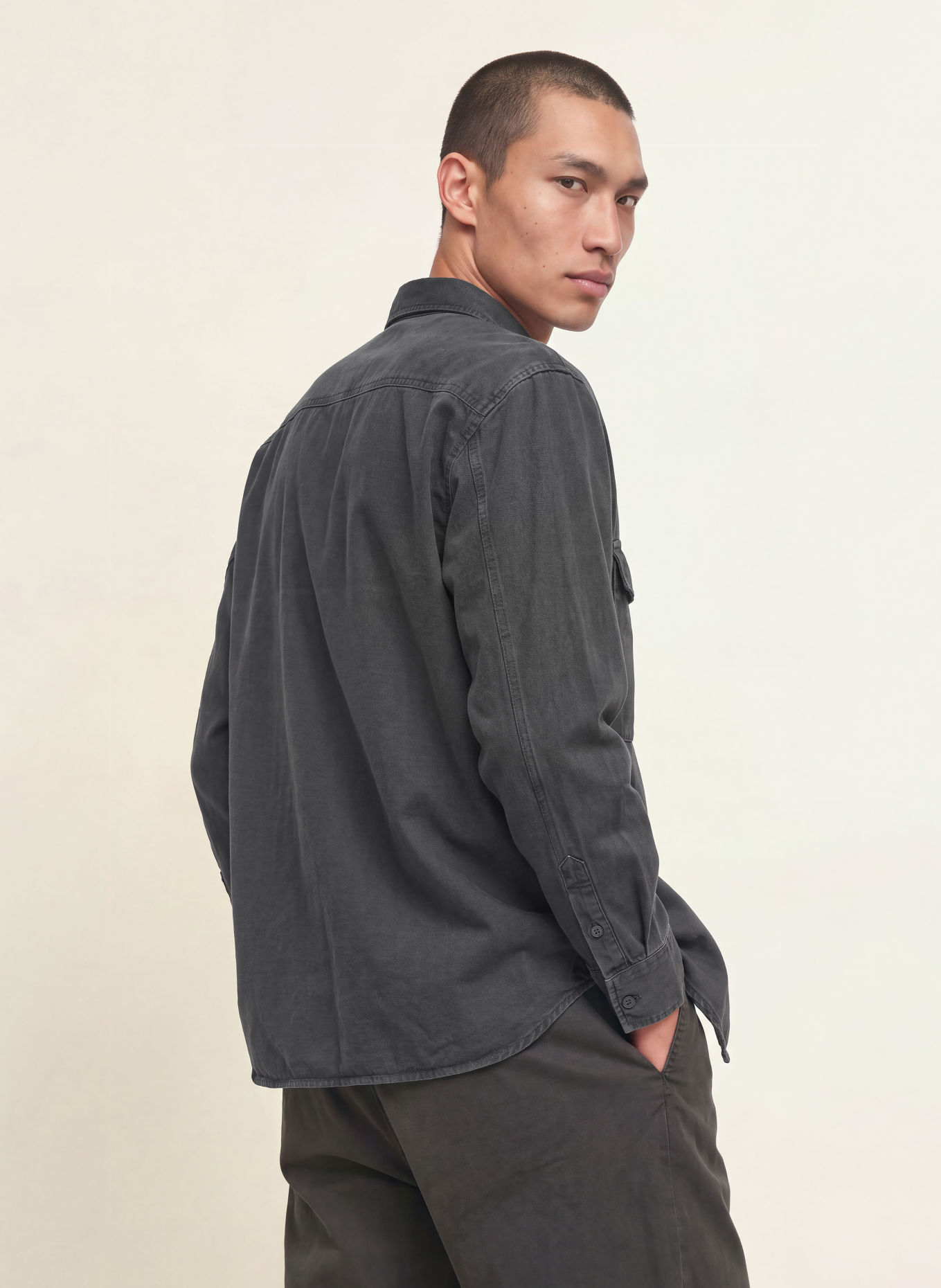 ALLSAINTS Overjacket HART mit Leinen: DUNKELGRAU