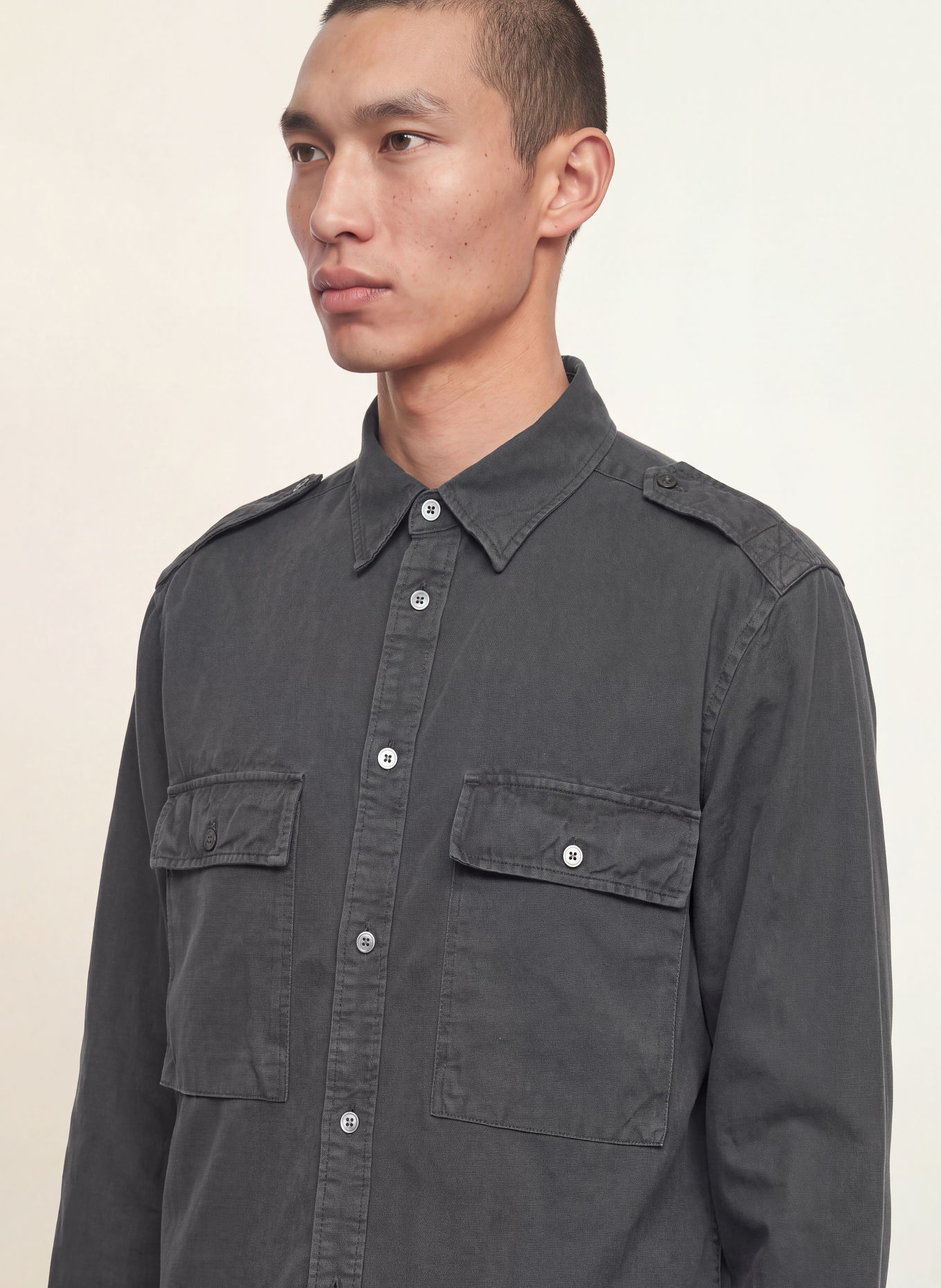 ALLSAINTS Overjacket HART mit Leinen: DUNKELGRAU
