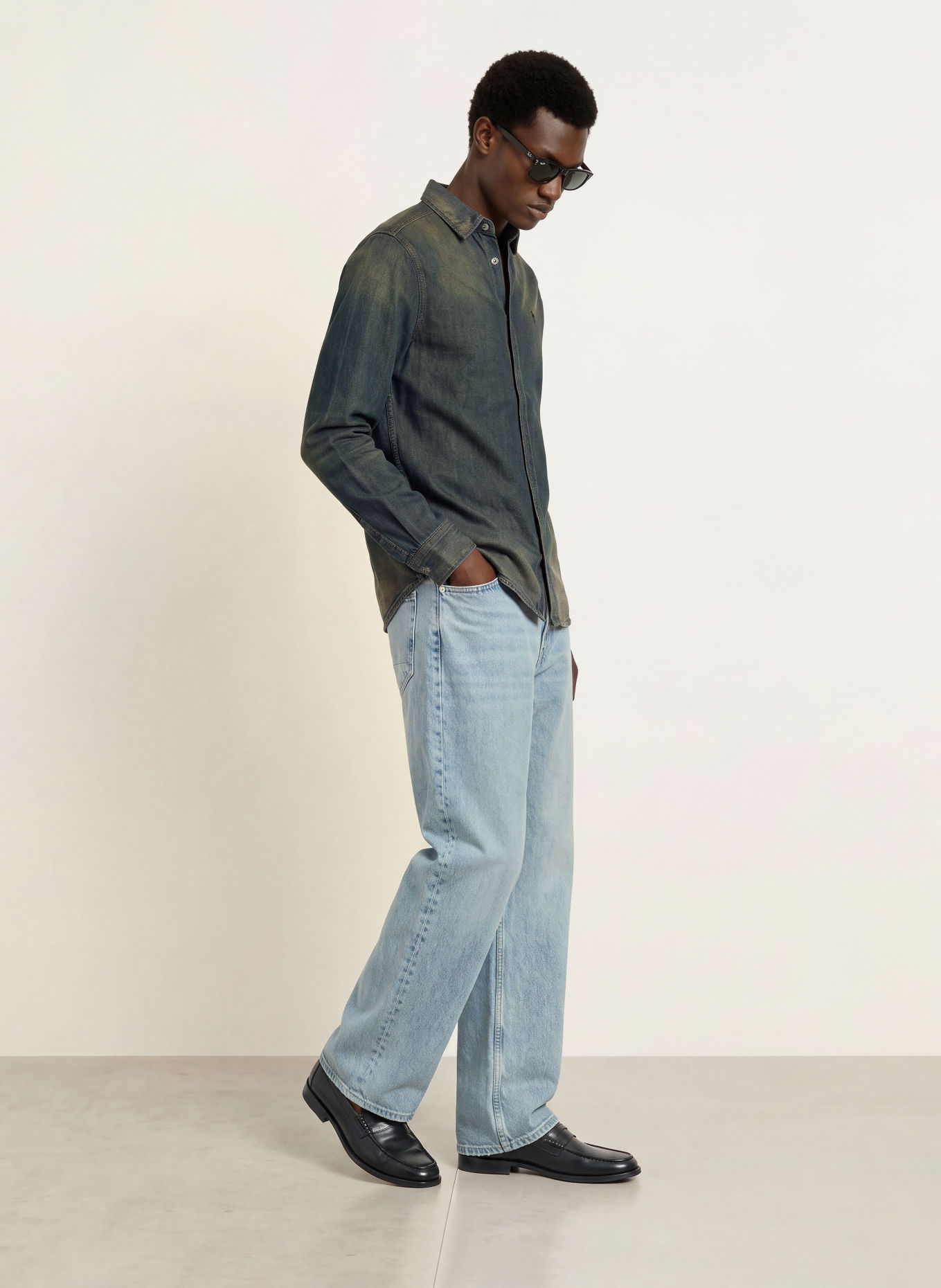 ALLSAINTS Jeanshemd GLEASON Extra Slim Fit: DONKERGRIJS