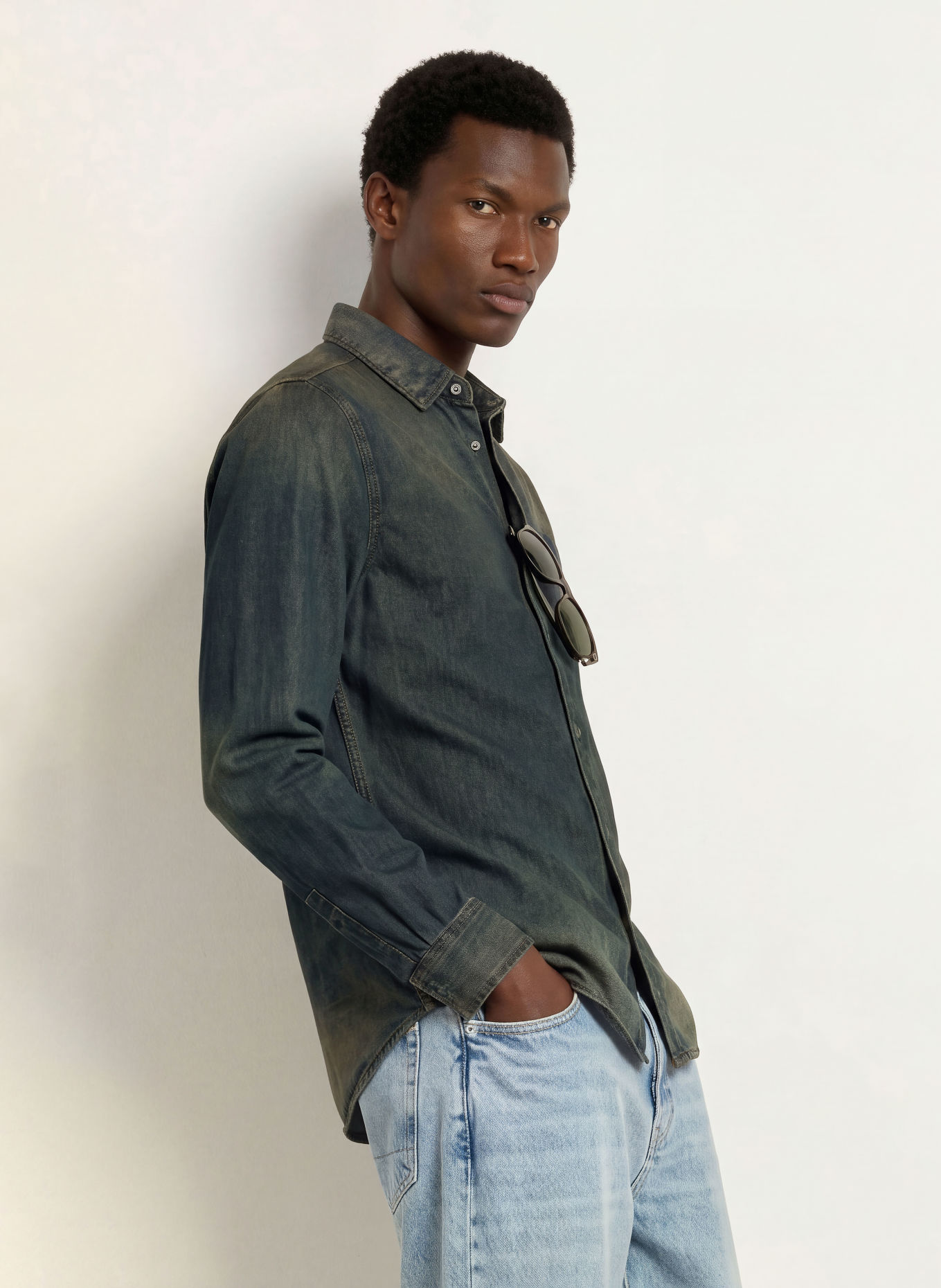 ALLSAINTS Jeanshemd GLEASON Extra Slim Fit: DONKERGRIJS