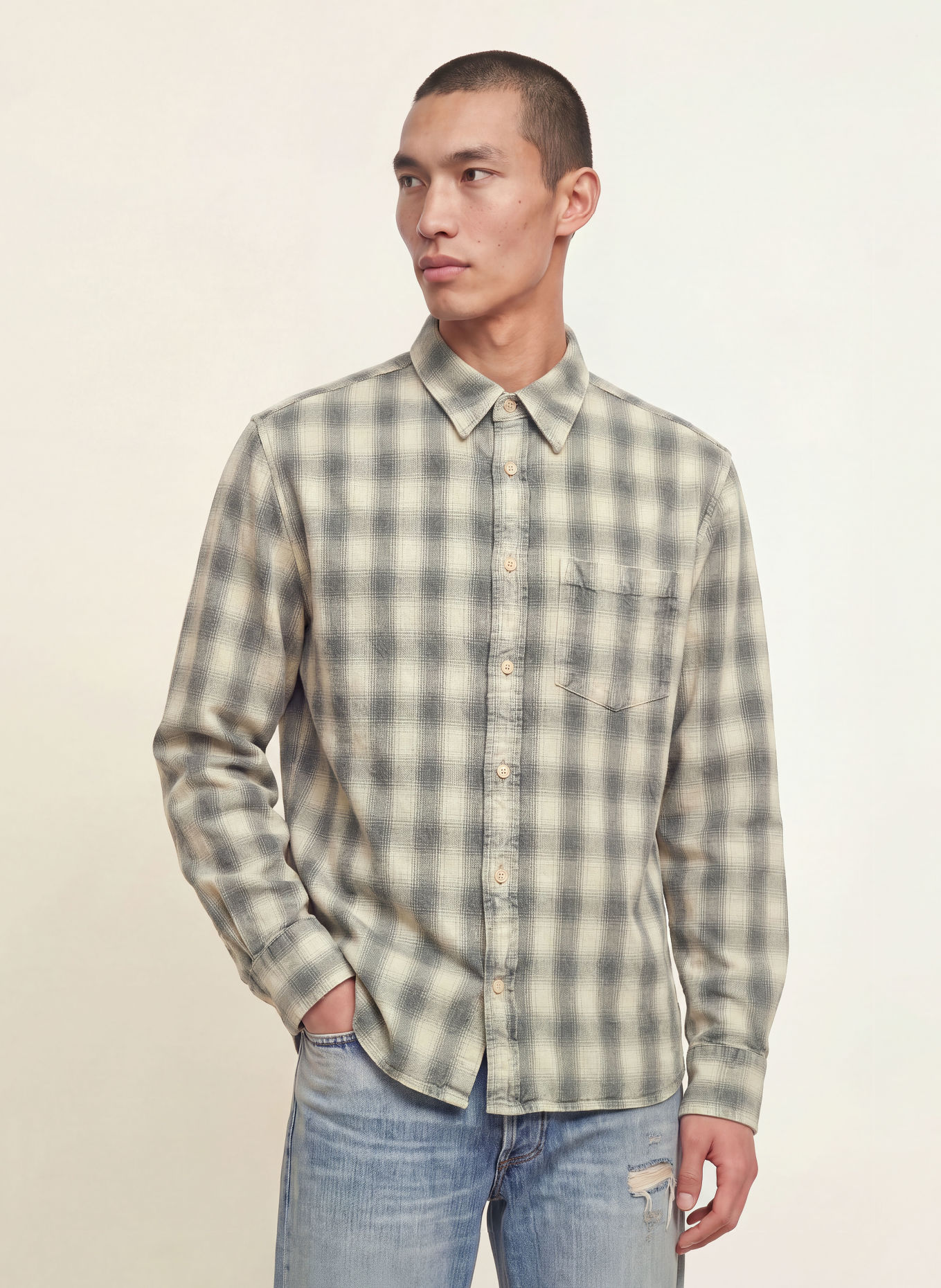 ALLSAINTS Hemd BOWER Extra Slim Fit: GRAU / HELLGRAU