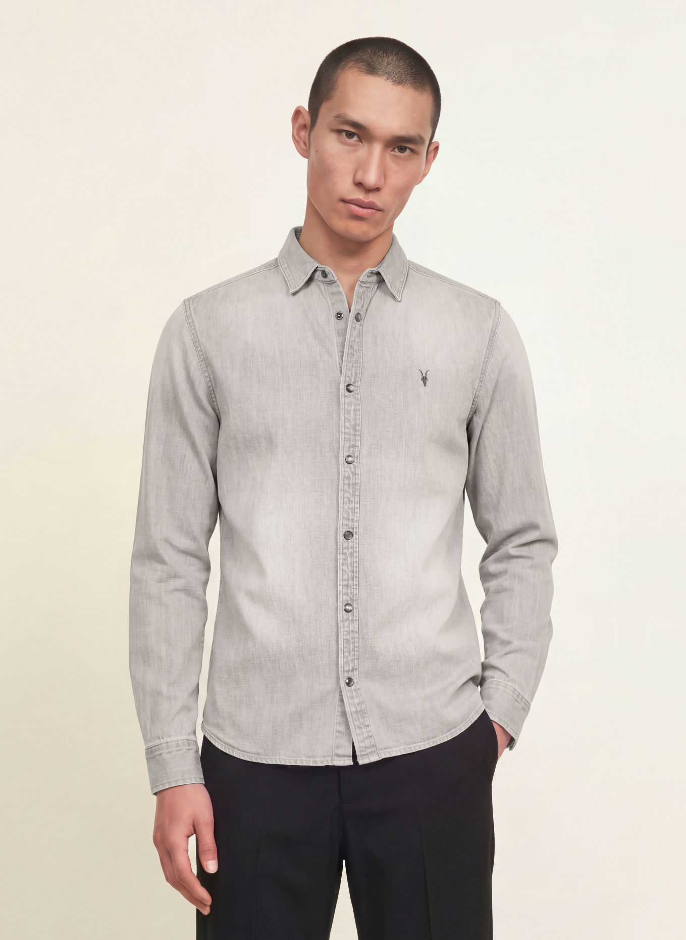 ALLSAINTS Jeanshemd GLEASON Extra Slim Fit: LICHTGRIJS