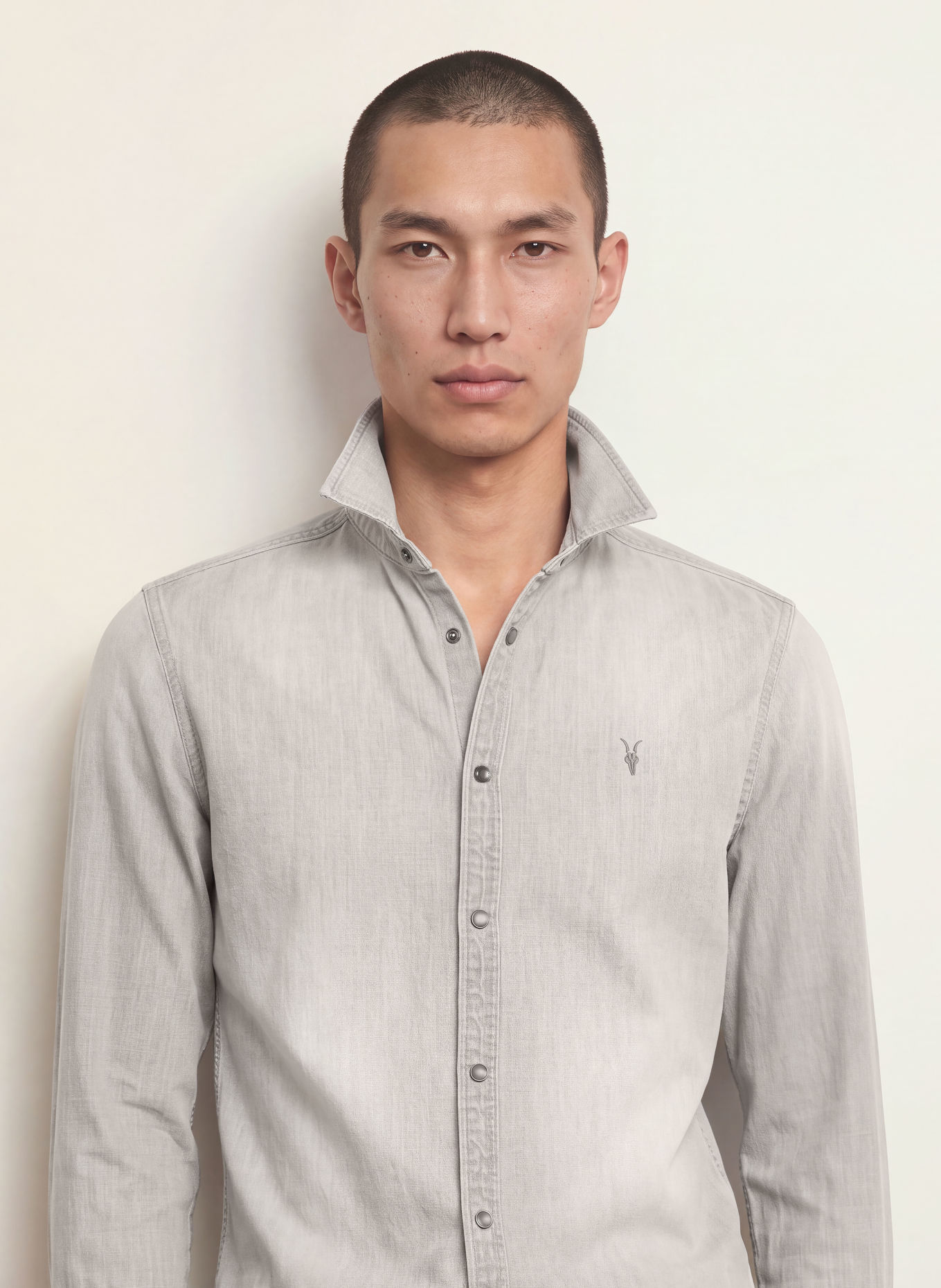 ALLSAINTS Jeanshemd GLEASON Extra Slim Fit: LICHTGRIJS
