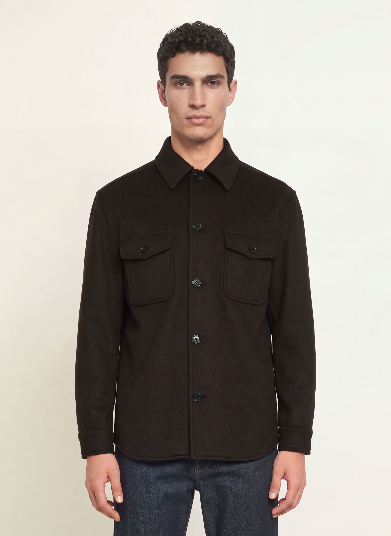 REISS LIAM Overshirt: DARK BROWN