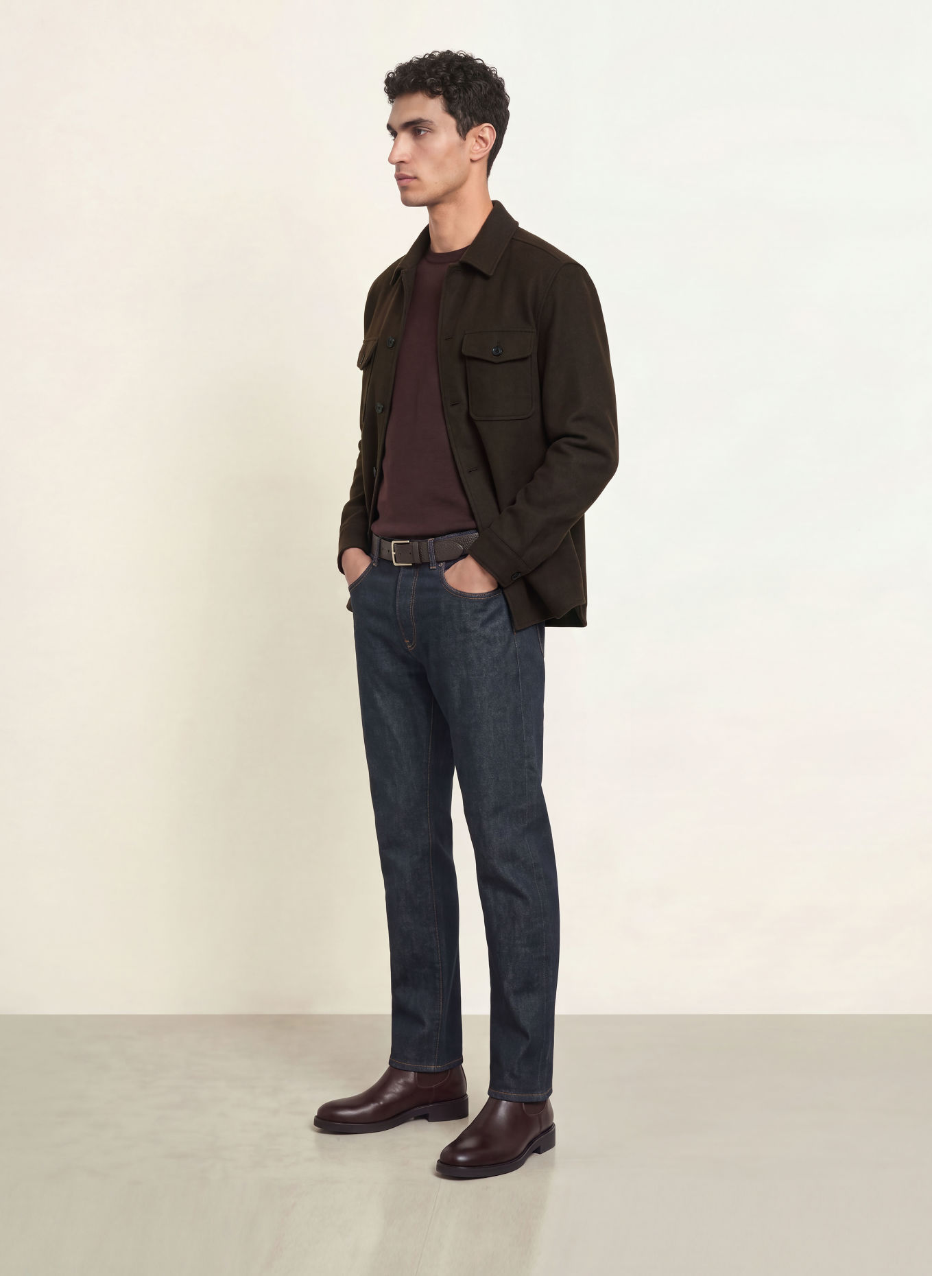 REISS LIAM Overshirt: DARK BROWN