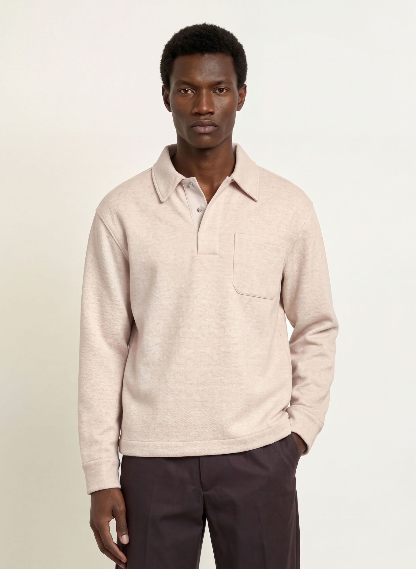 REISS Sweat-Poloshirt GRAY: HELLGRAU