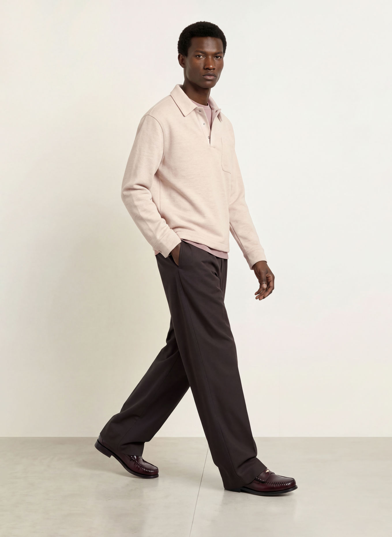 REISS Sweat-Poloshirt GRAY: HELLGRAU