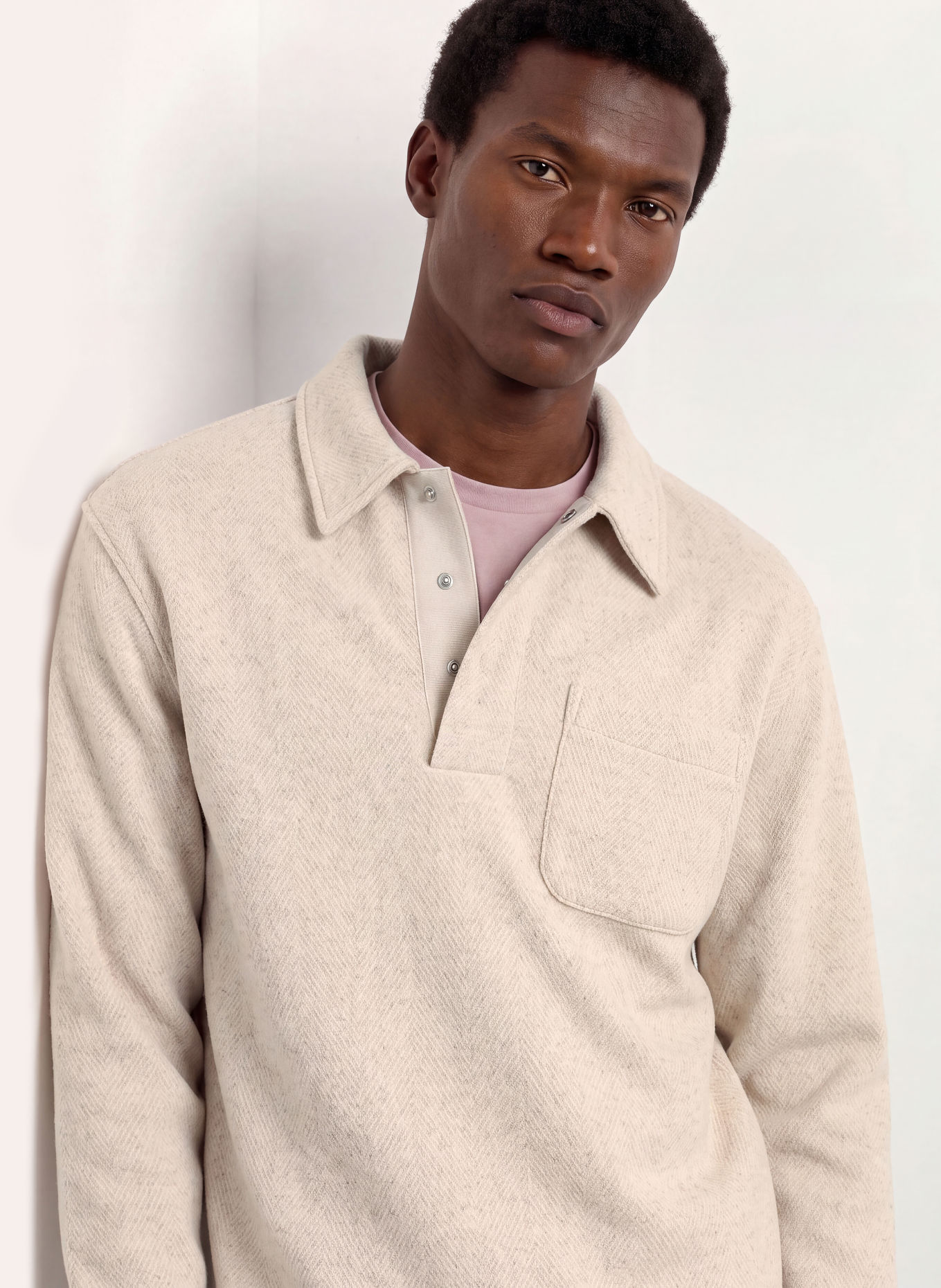 REISS Sweat-Poloshirt GRAY: HELLGRAU