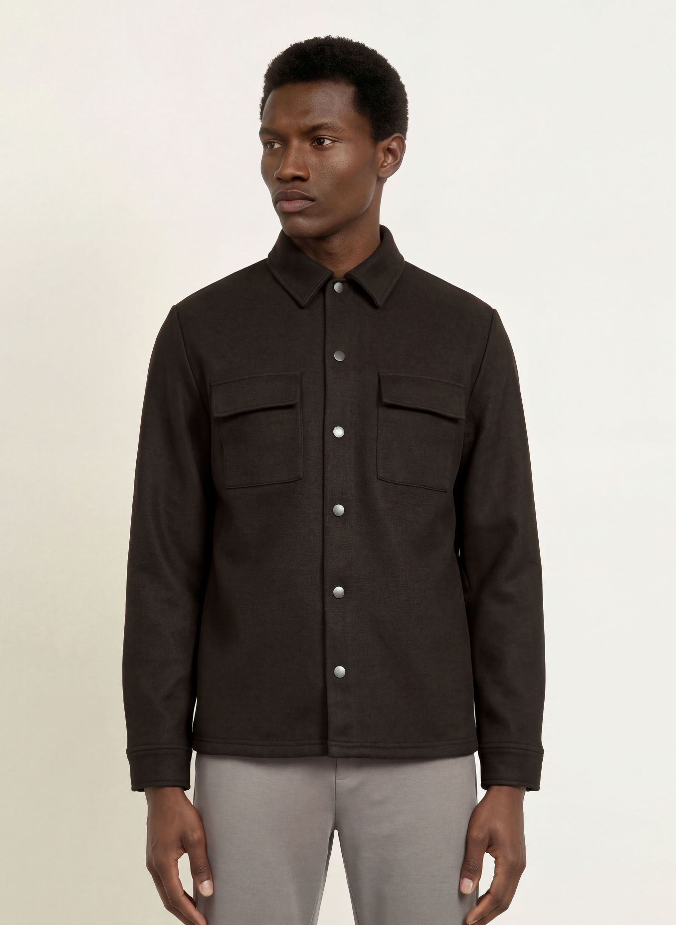 REISS Overshirt STELLAN: DUNKELBRAUN
