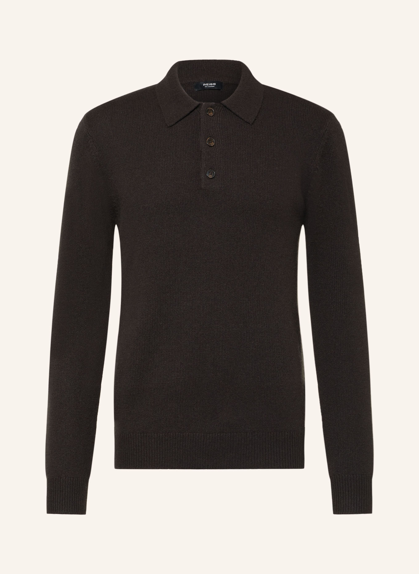 REISS Strick-Poloshirt DAUNTON aus Cashmere: DUNKELBRAUN