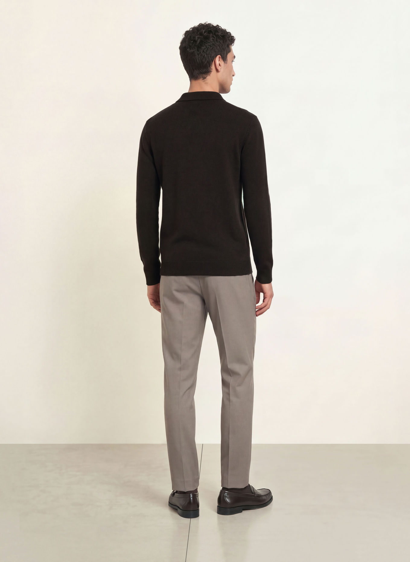 REISS Strick-Poloshirt DAUNTON aus Cashmere: DUNKELBRAUN