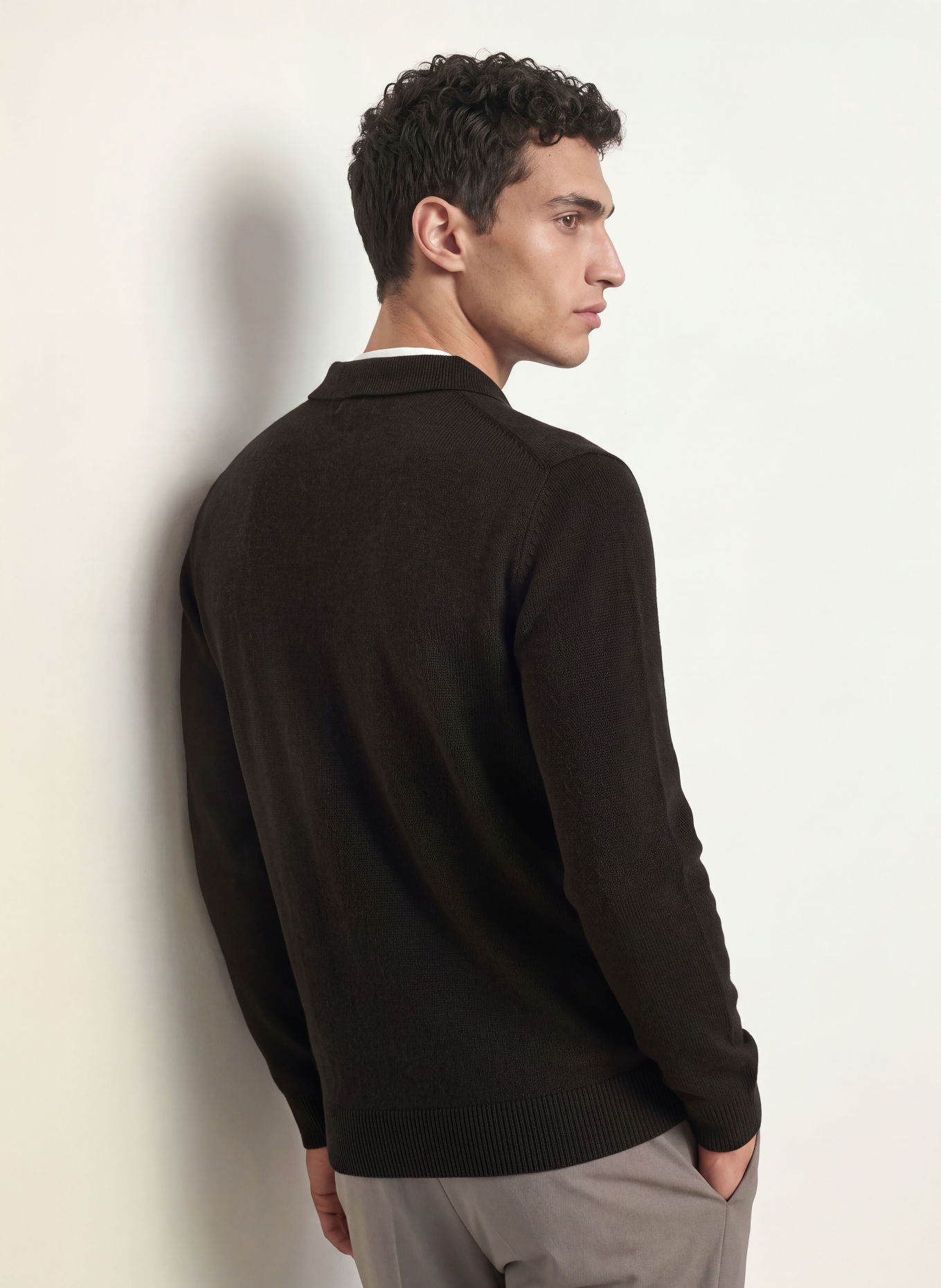 REISS Strick-Poloshirt DAUNTON aus Cashmere: DUNKELBRAUN