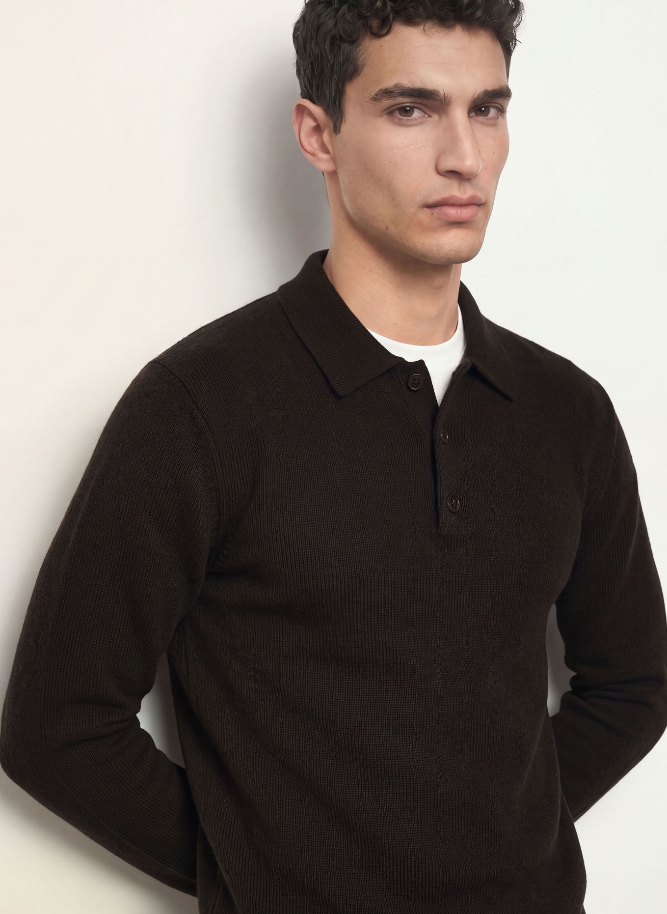 REISS Strick-Poloshirt DAUNTON aus Cashmere: DUNKELBRAUN