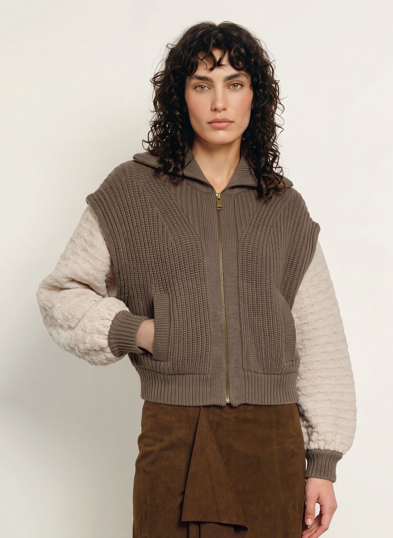 ba&sh Cardigan ESSEN: MØRKEBRUN / CREME