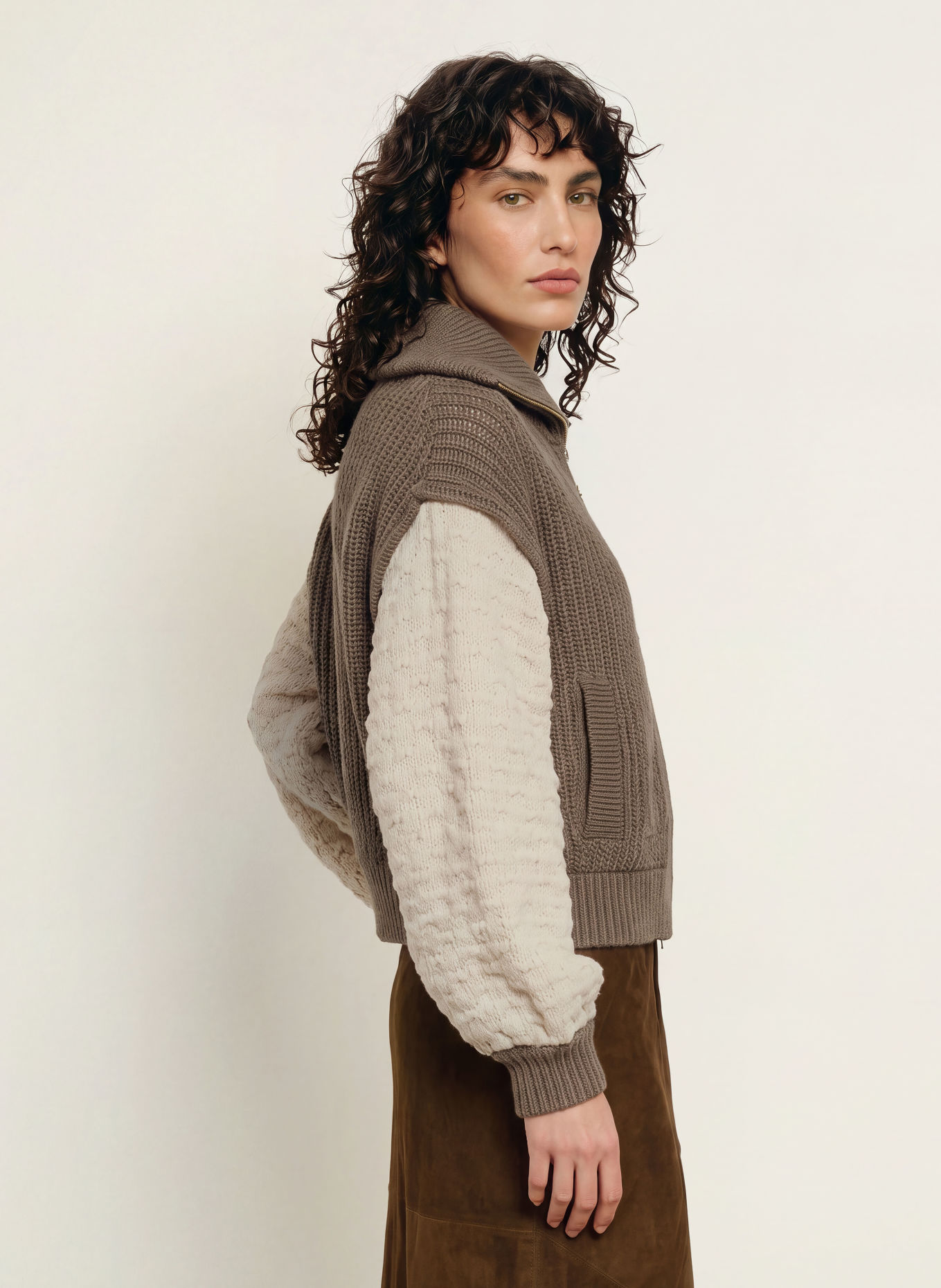 ba&sh Cardigan ESSEN: MØRKEBRUN / CREME