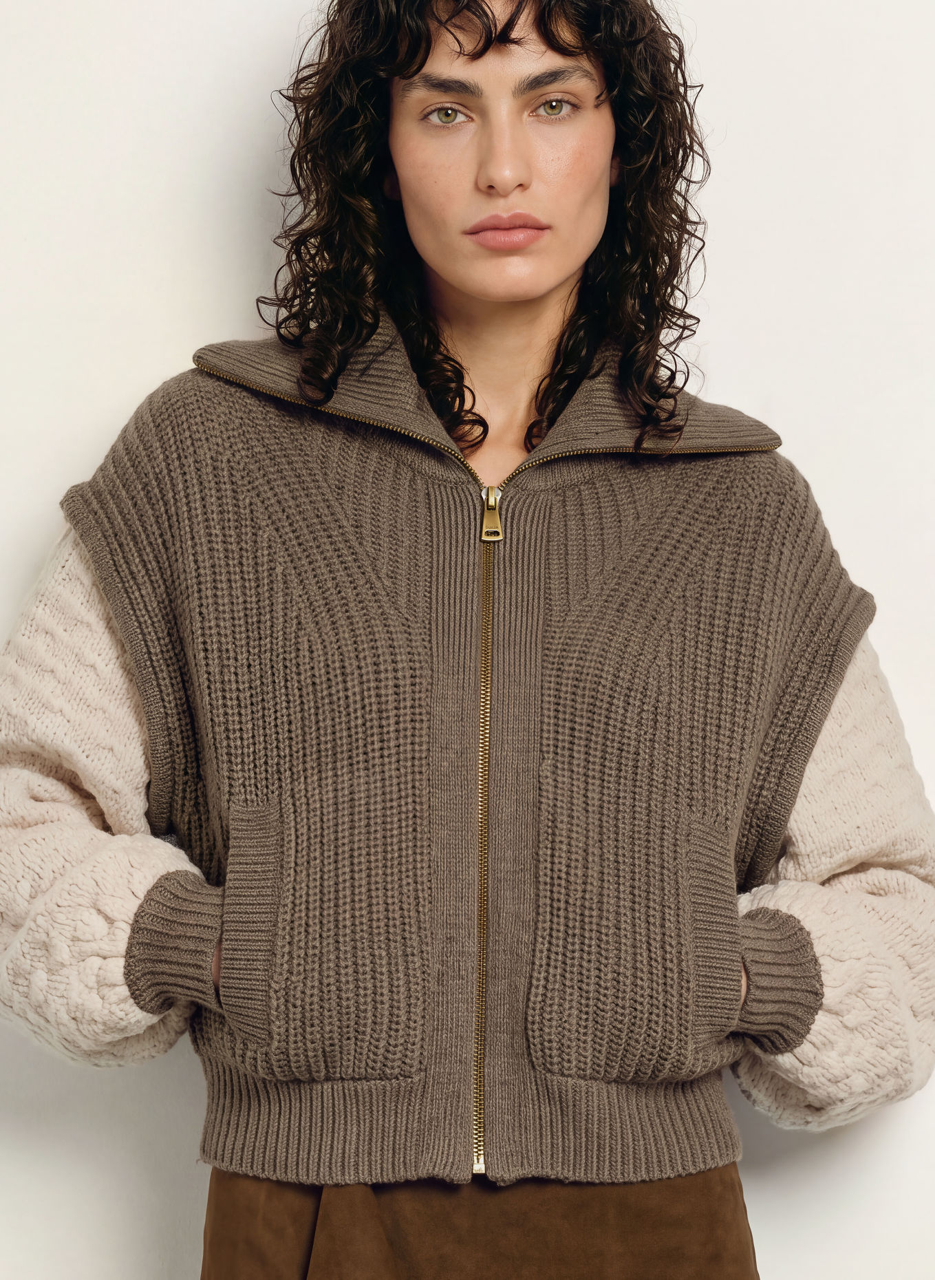 ba&sh Cardigan ESSEN: MØRKEBRUN / CREME