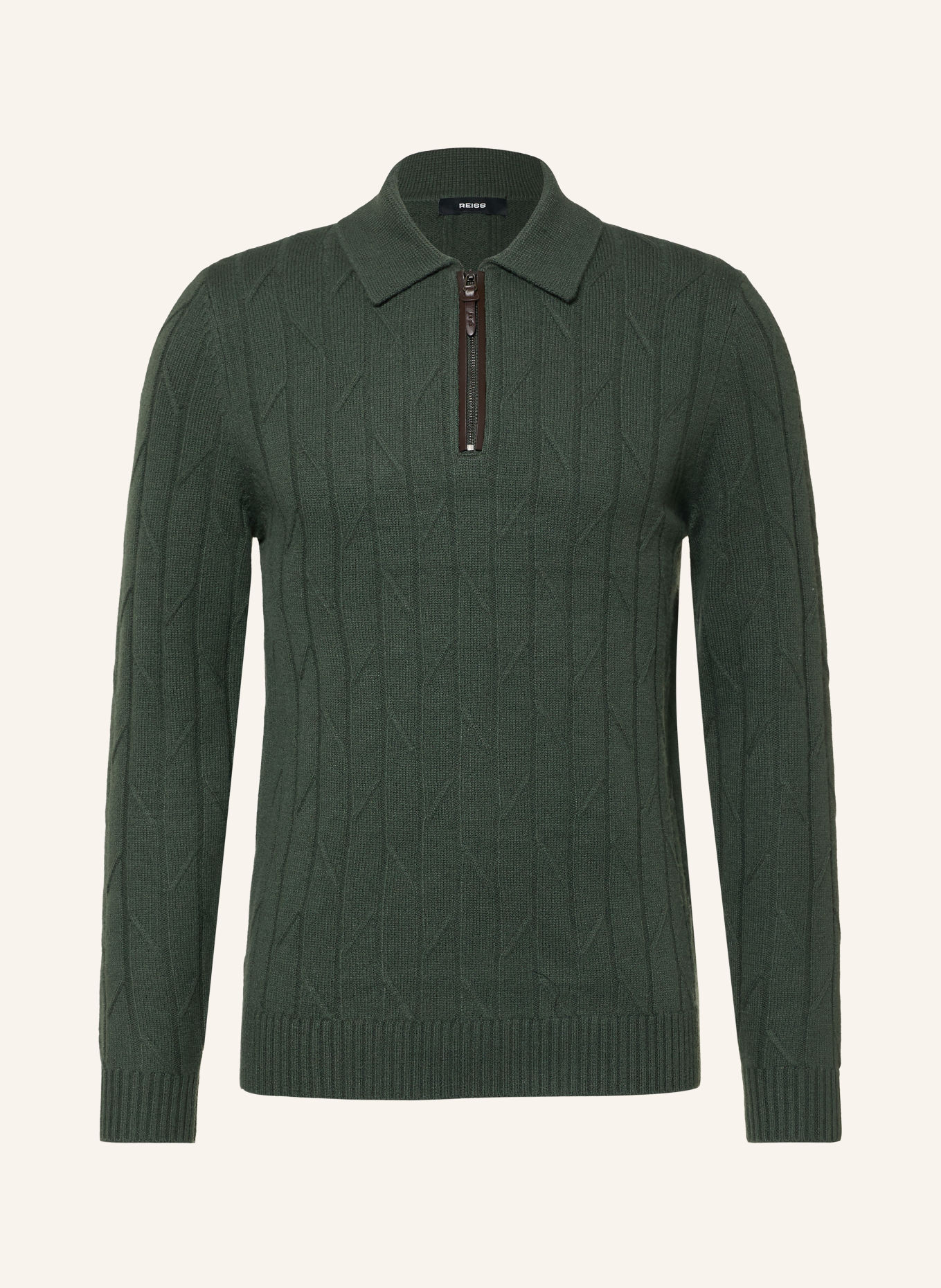 REISS Strick-Poloshirt BARSTOW: DUNKELGRÜN
