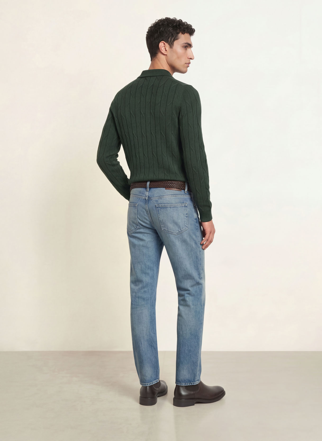 REISS Strick-Poloshirt BARSTOW: DUNKELGRÜN