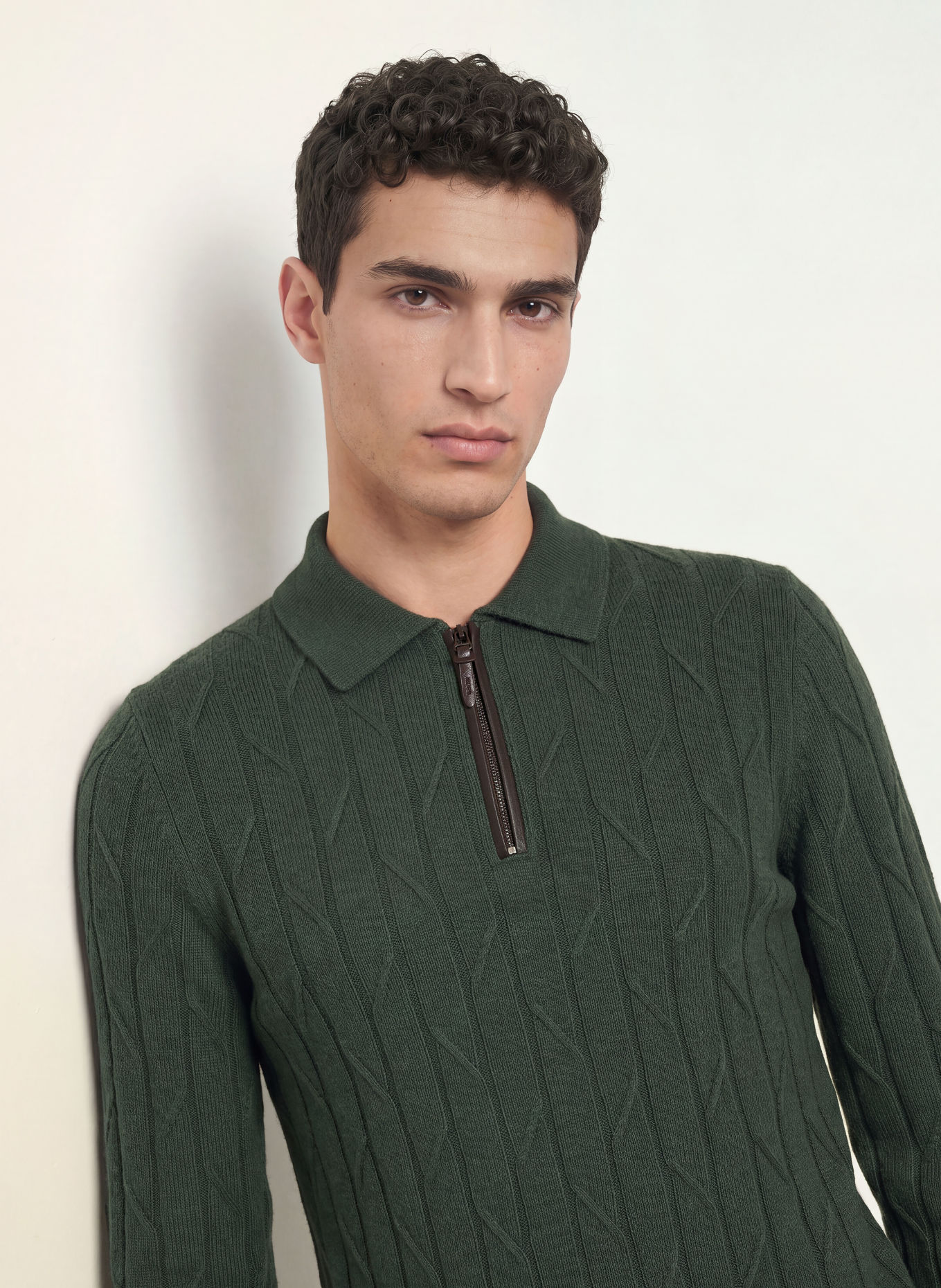 REISS Strick-Poloshirt BARSTOW: DUNKELGRÜN