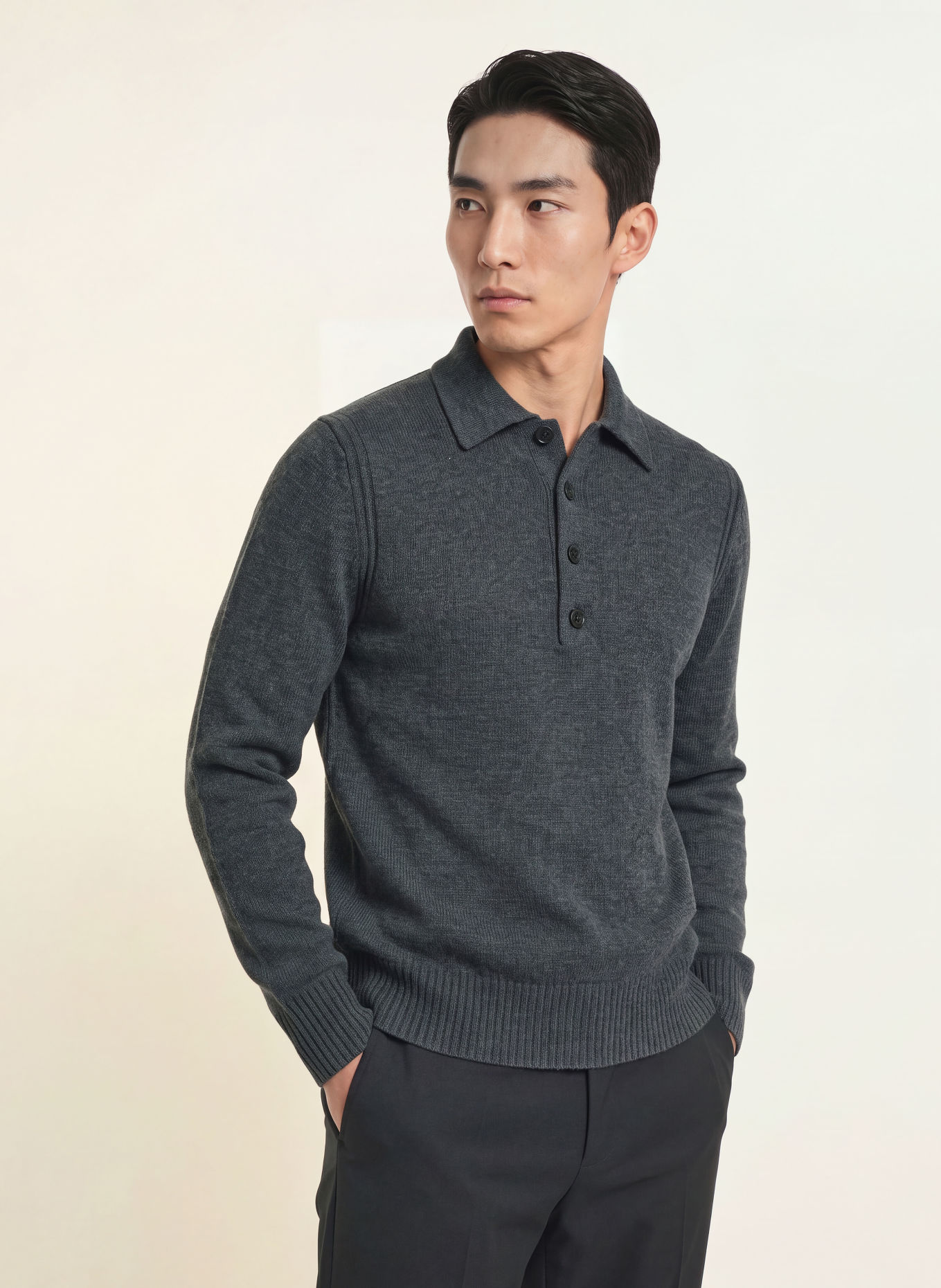 REISS Knit polo shirt COUNTY: DARK GRAY