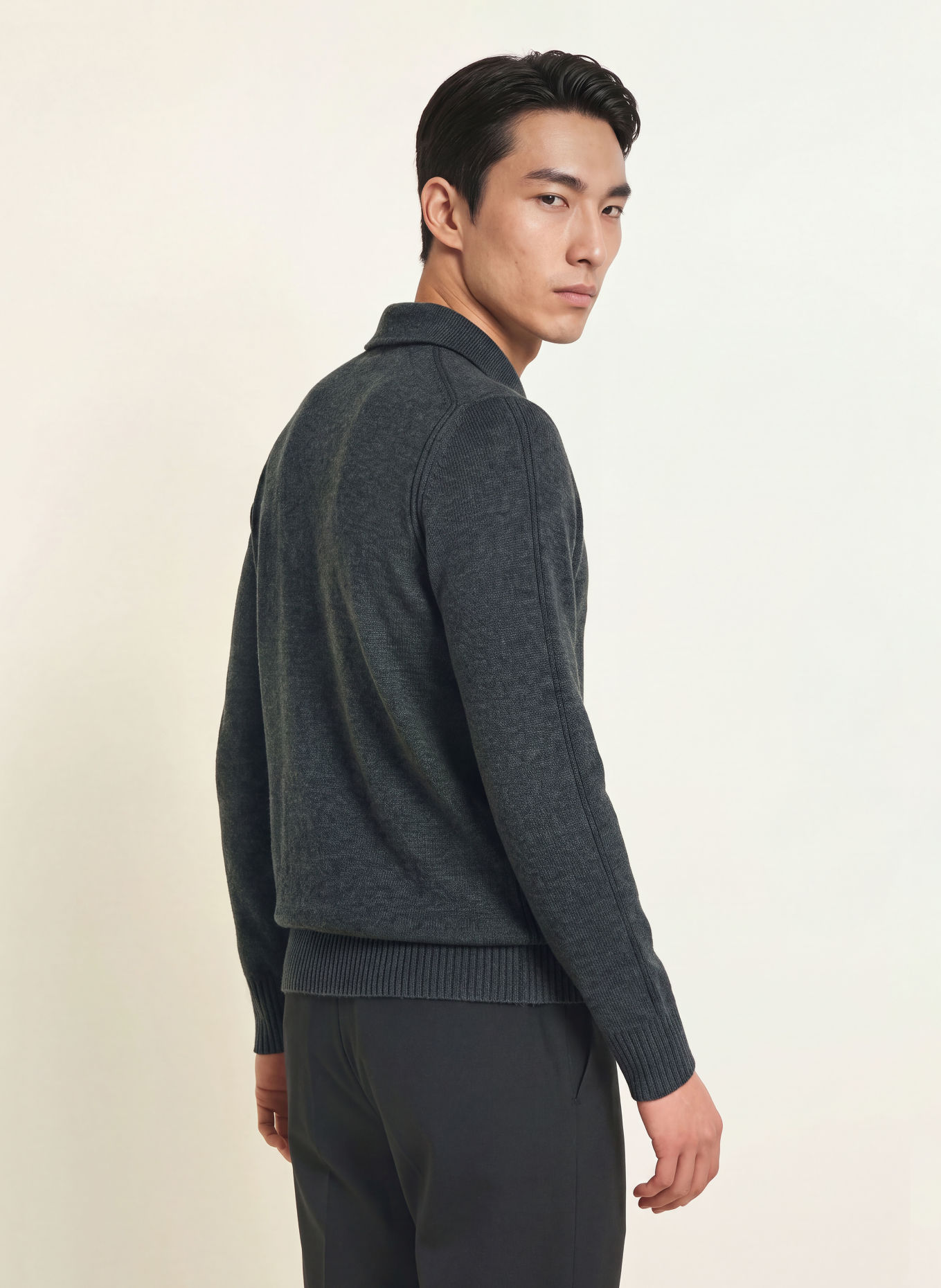 REISS Knit polo shirt COUNTY: DARK GRAY
