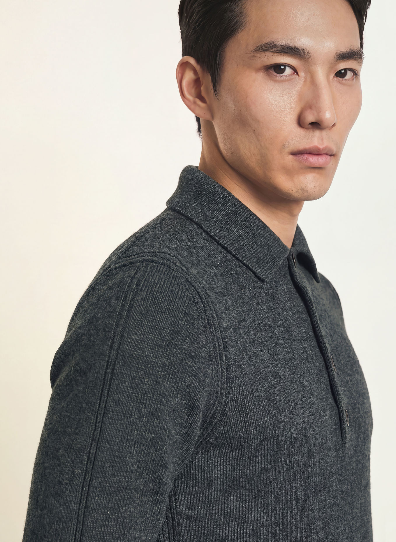 REISS Knit polo shirt COUNTY: DARK GRAY