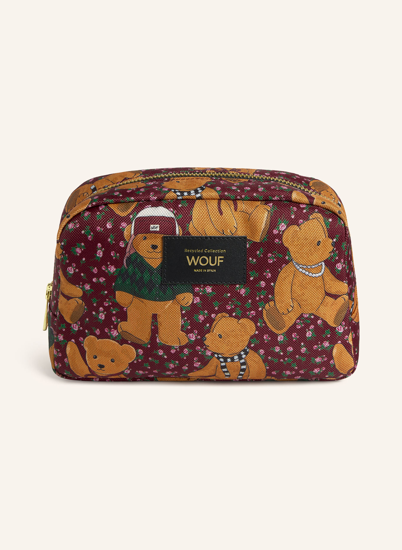 WOUF COZY Makeup Bag: DARK RED / COGNAC / PINK