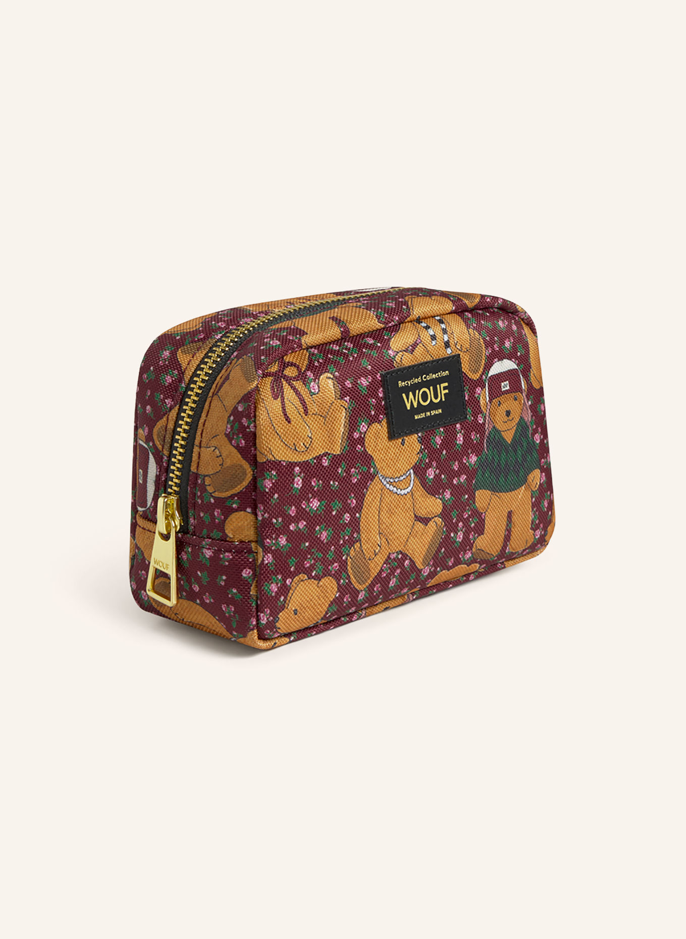 WOUF COZY Makeup Bag: DARK RED / COGNAC / PINK