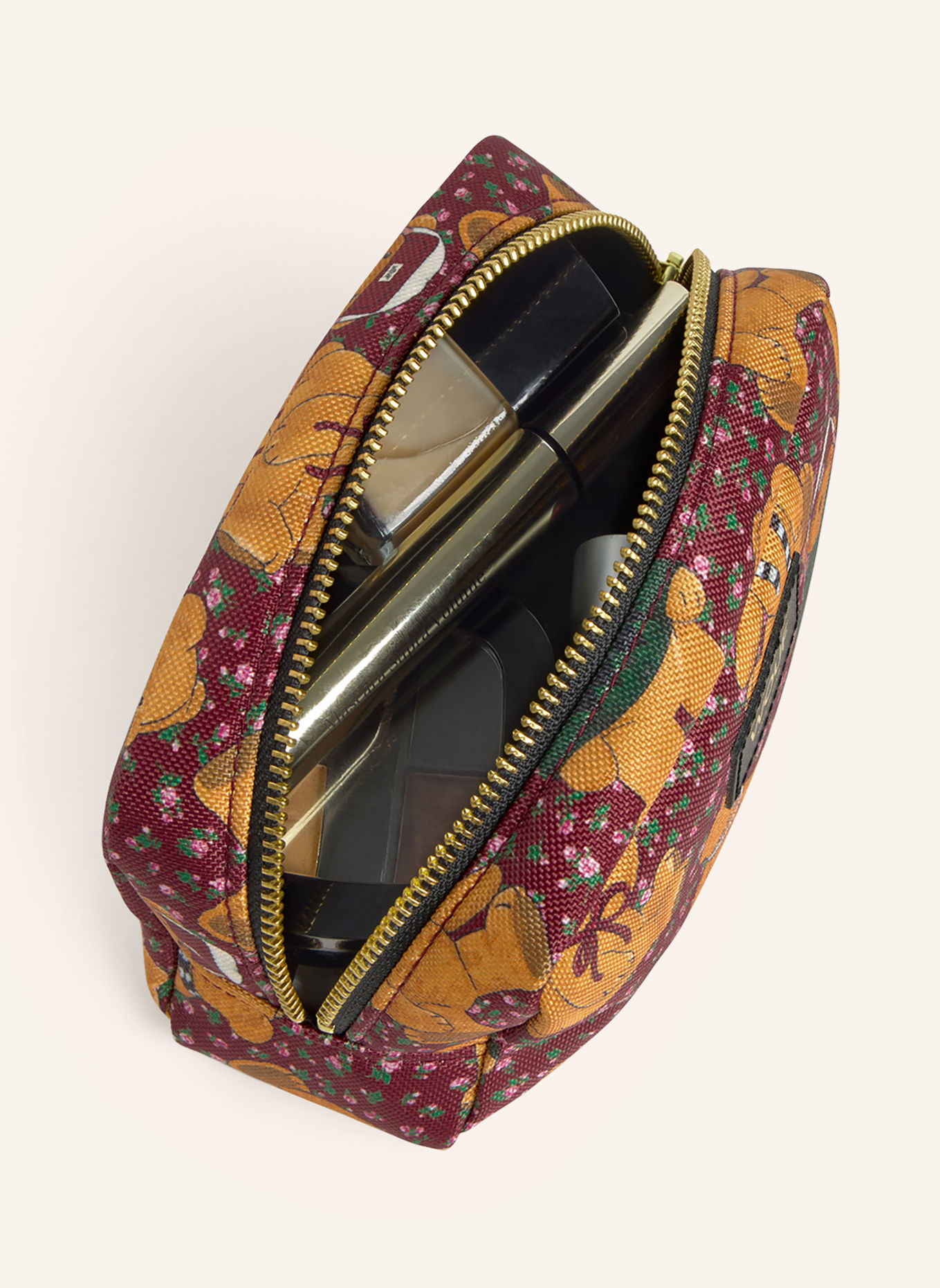 WOUF COZY Makeup Bag: DARK RED / COGNAC / PINK