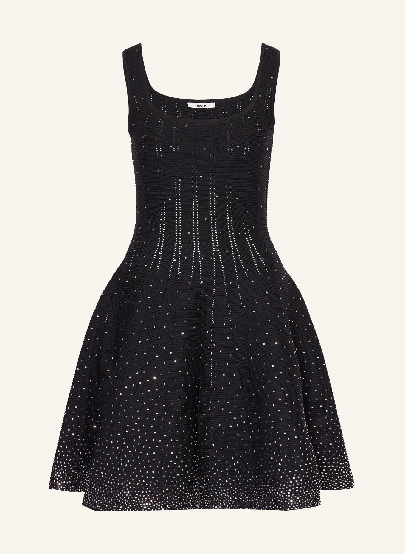 maje Cocktailkleid mit Schmucksteinen: SCHWARZ
