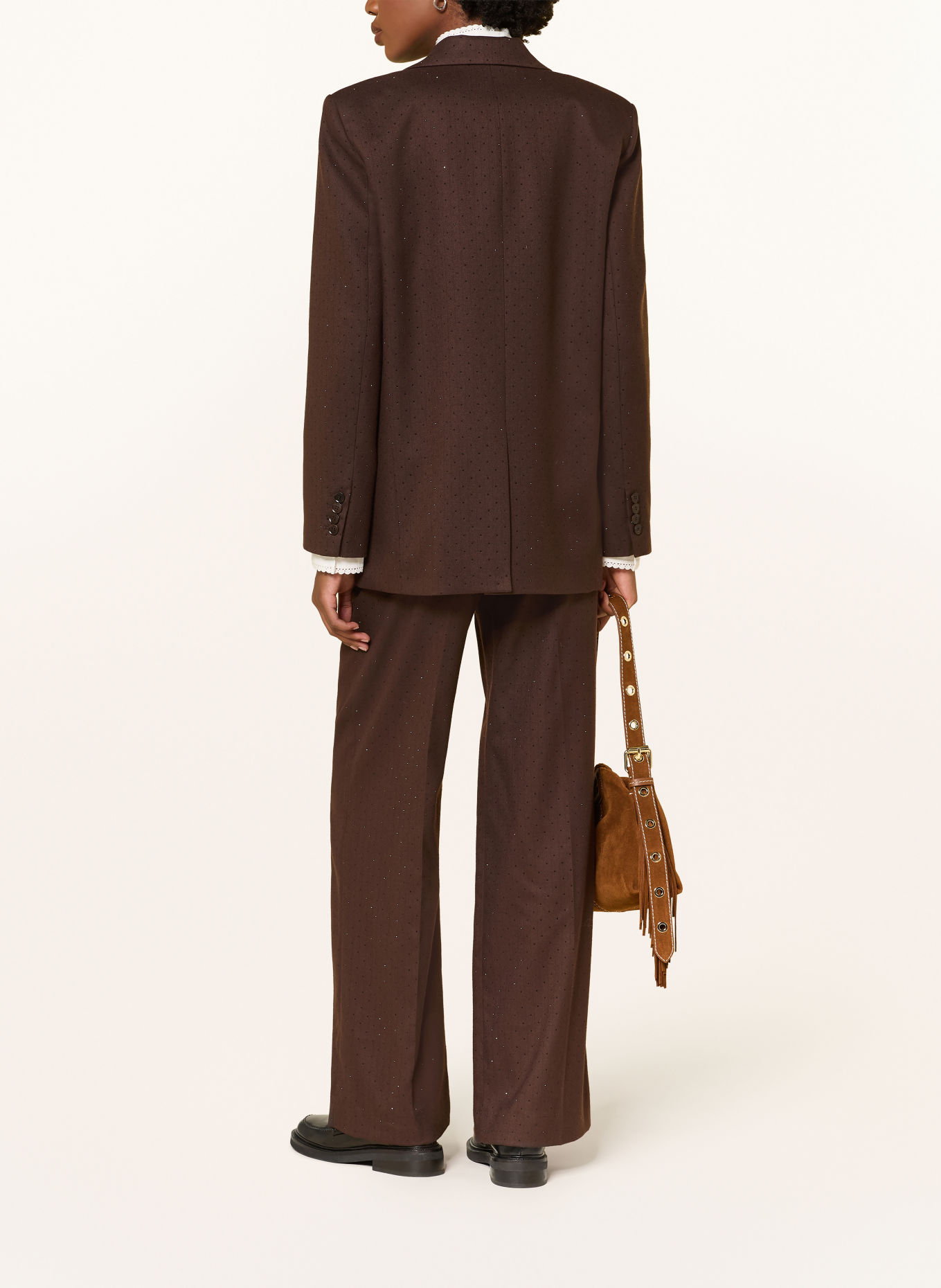 maje Marlenehose mit Schmucksteinen: DUNKELBRAUN