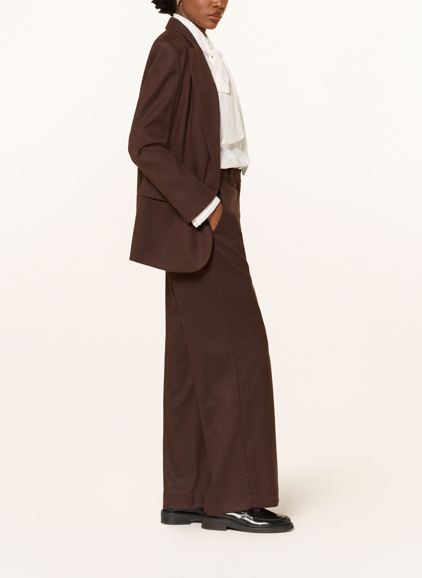 maje Marlenehose mit Schmucksteinen: DUNKELBRAUN