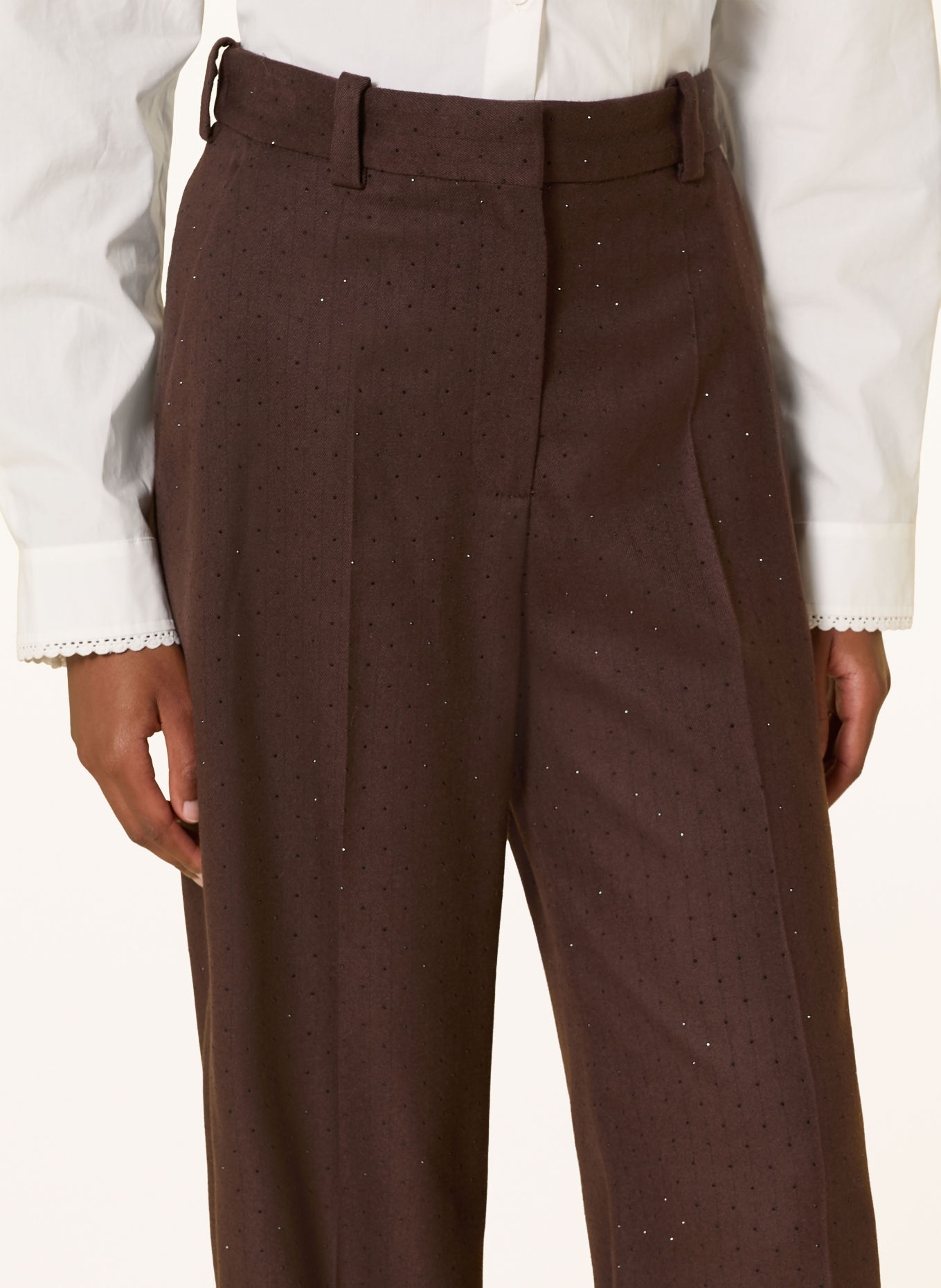 maje Marlenehose mit Schmucksteinen: DUNKELBRAUN