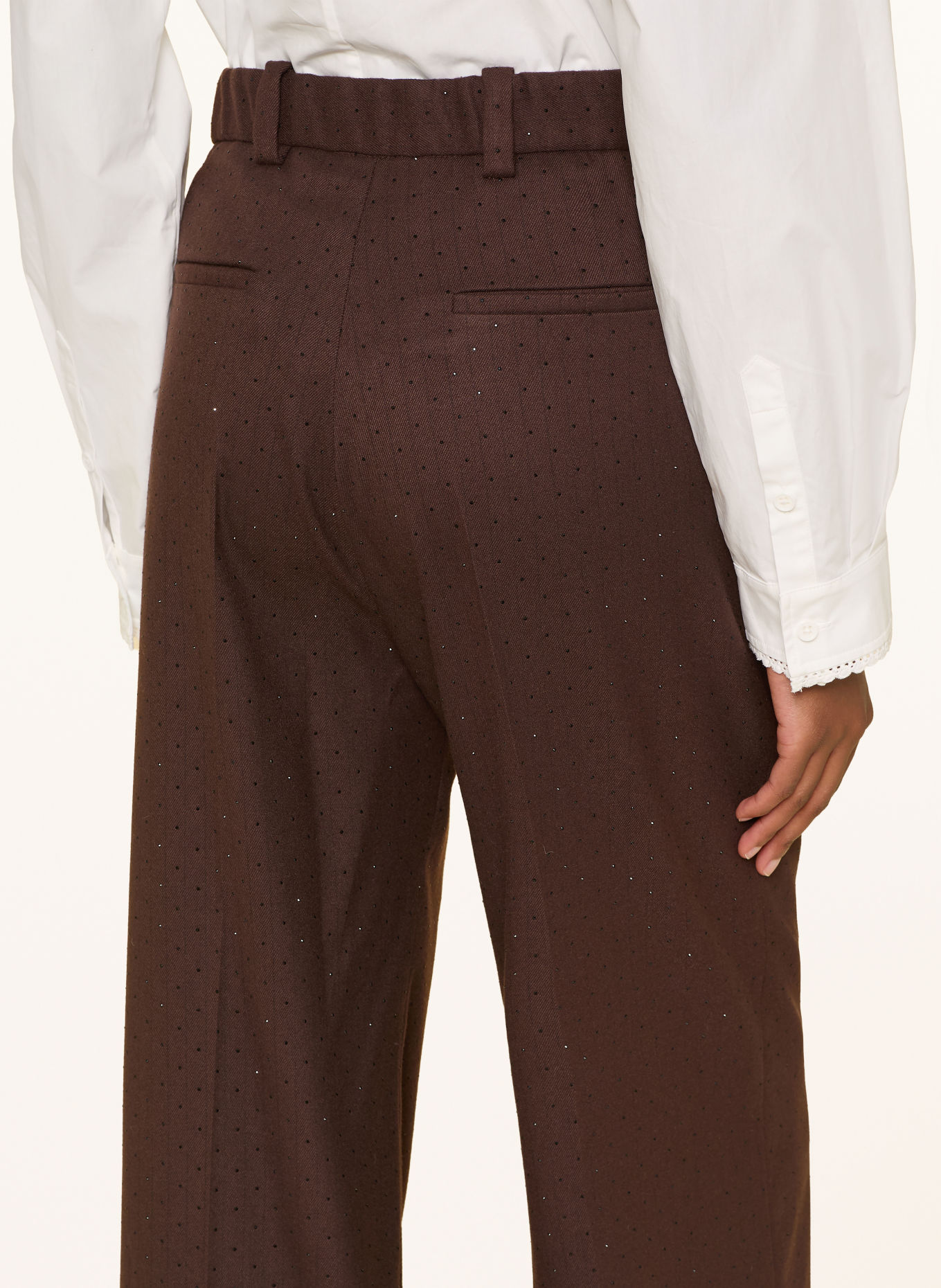 maje Marlenehose mit Schmucksteinen: DUNKELBRAUN